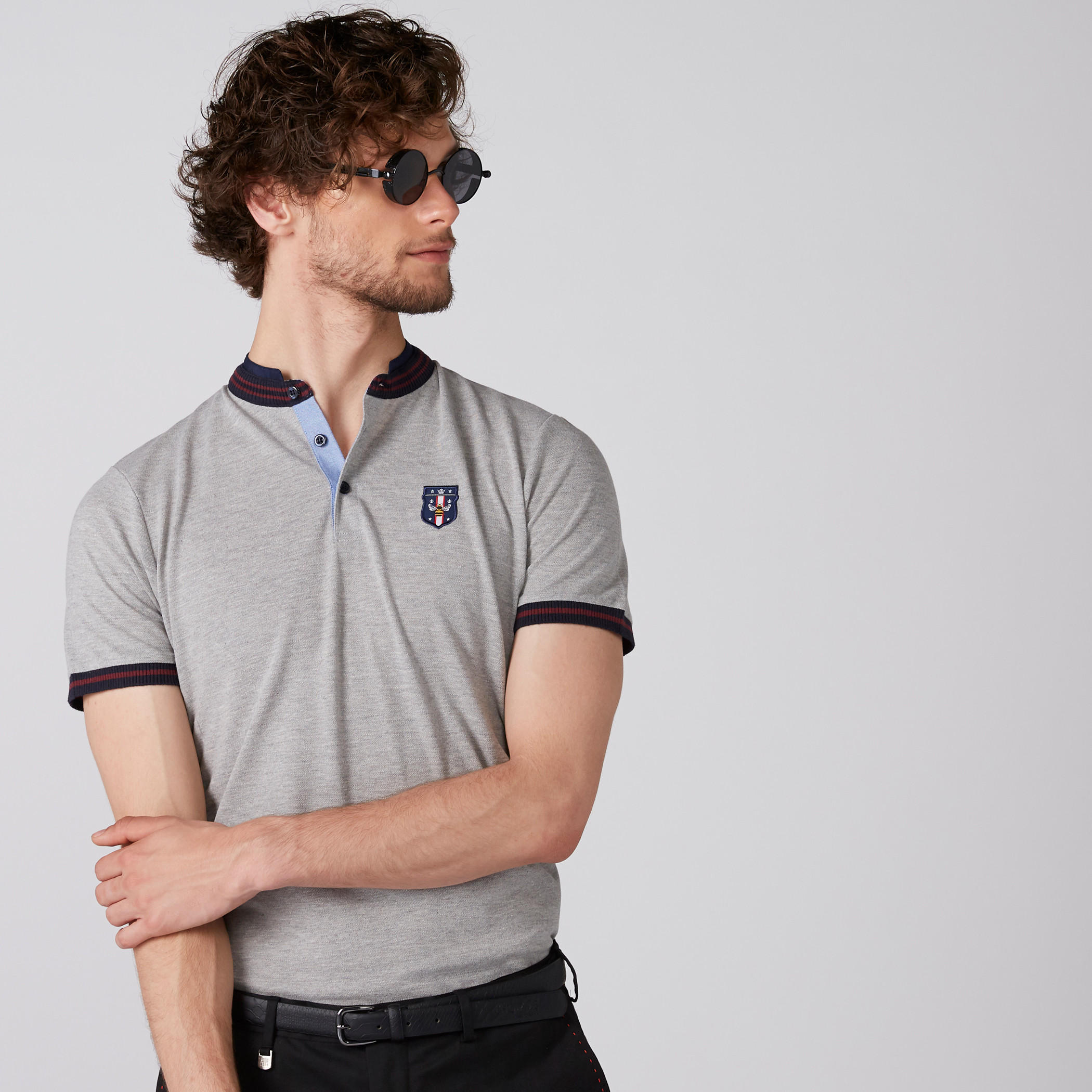 Mandarin Collar T-Shirt with Short Sleeves-men-clothing-tshirtsandpolos-polos-image-3