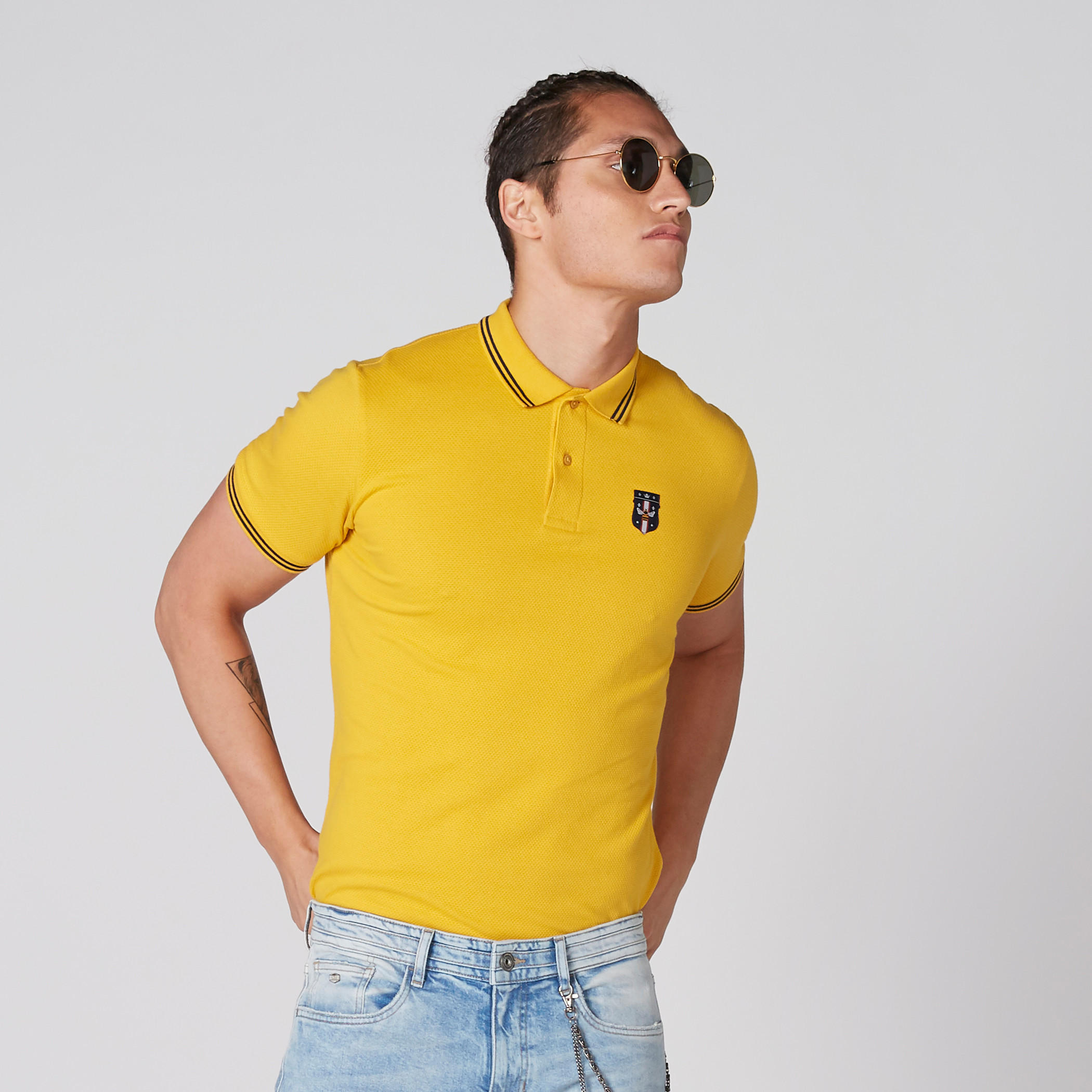 تيشيرت بارز الملمس بياقة بولو وأكمام قصيرة-men-clothing-tshirtsandpolos-polos-image-3