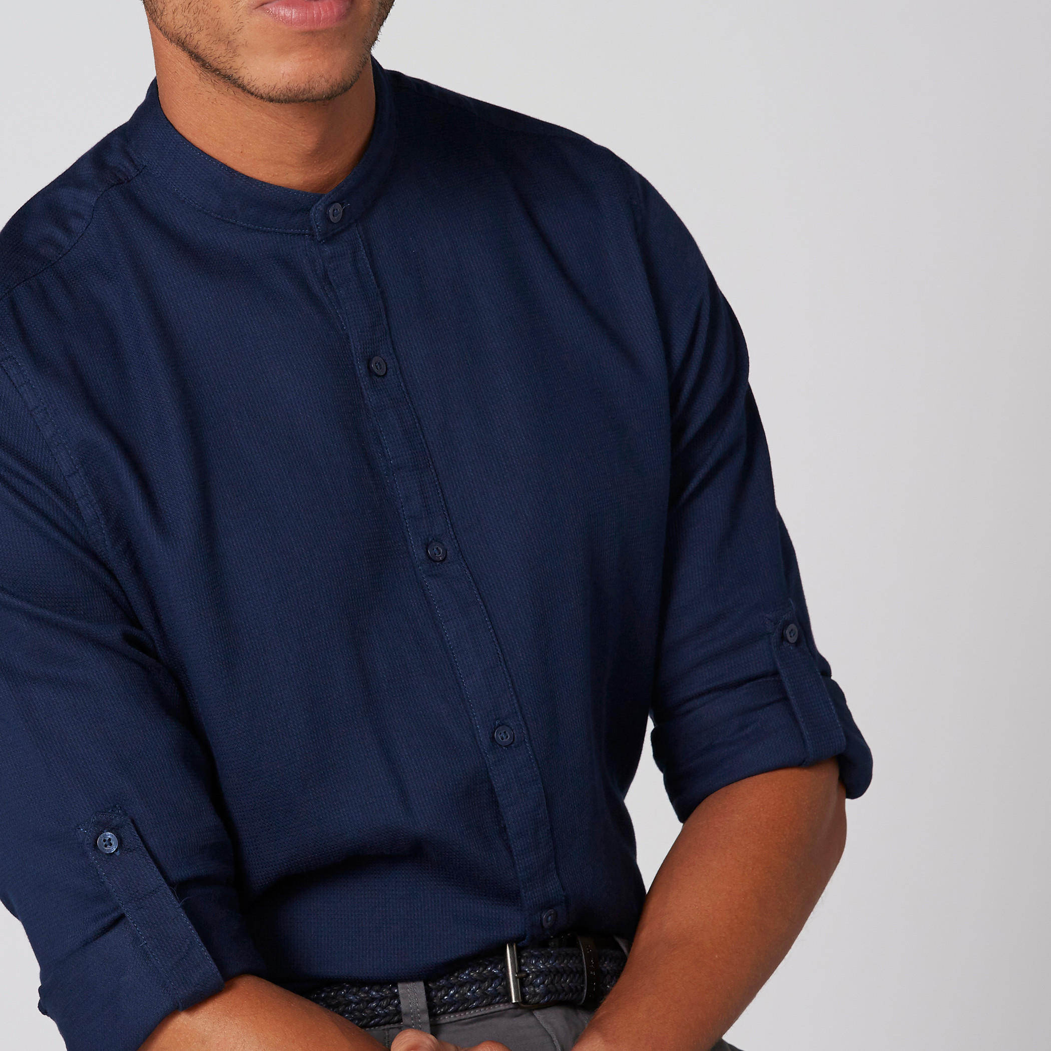 قميص بأكمام طويلة وأزرار وياقة ماندارين-men-clothing-shirts-image-4