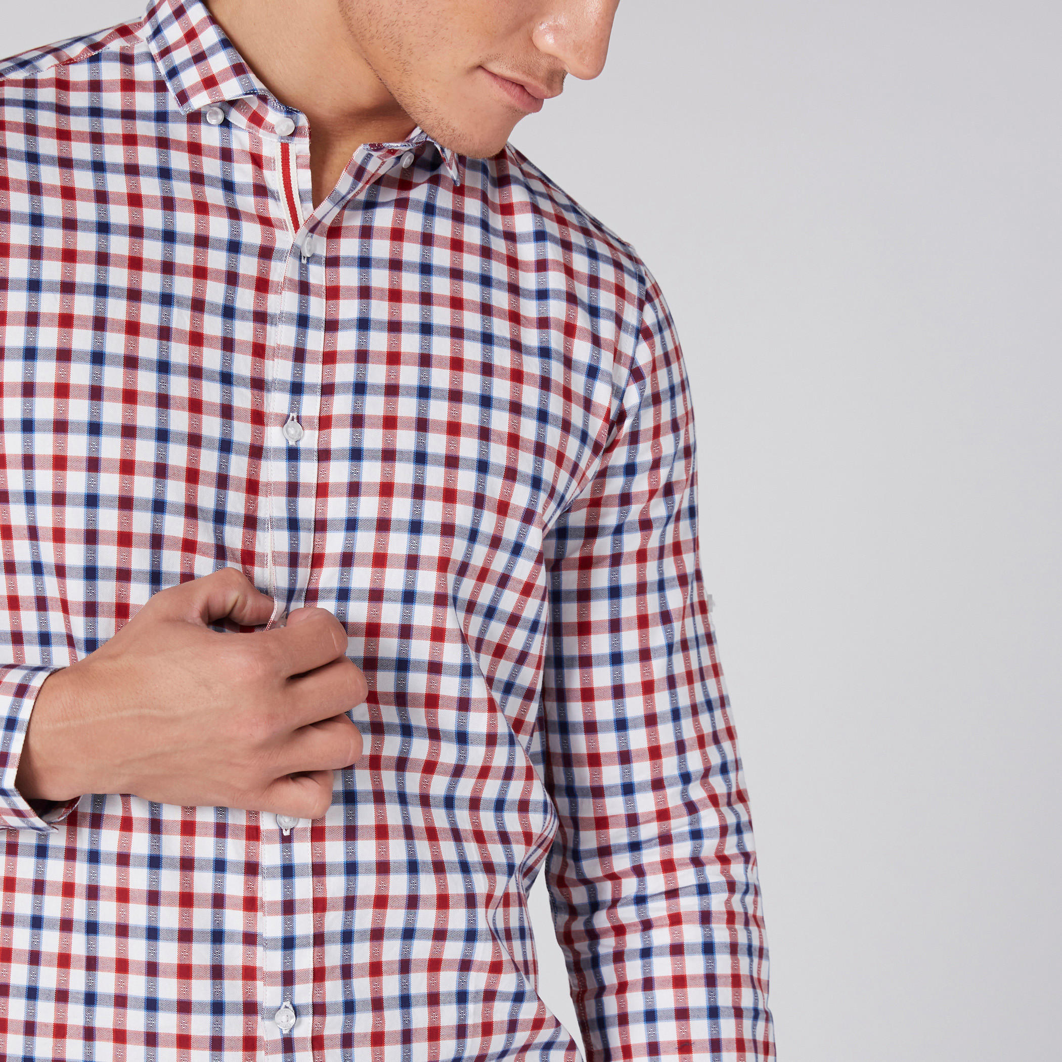 Chequered Shirt with Long Sleeves and Complete Placket-men-clothing-shirts-image-1