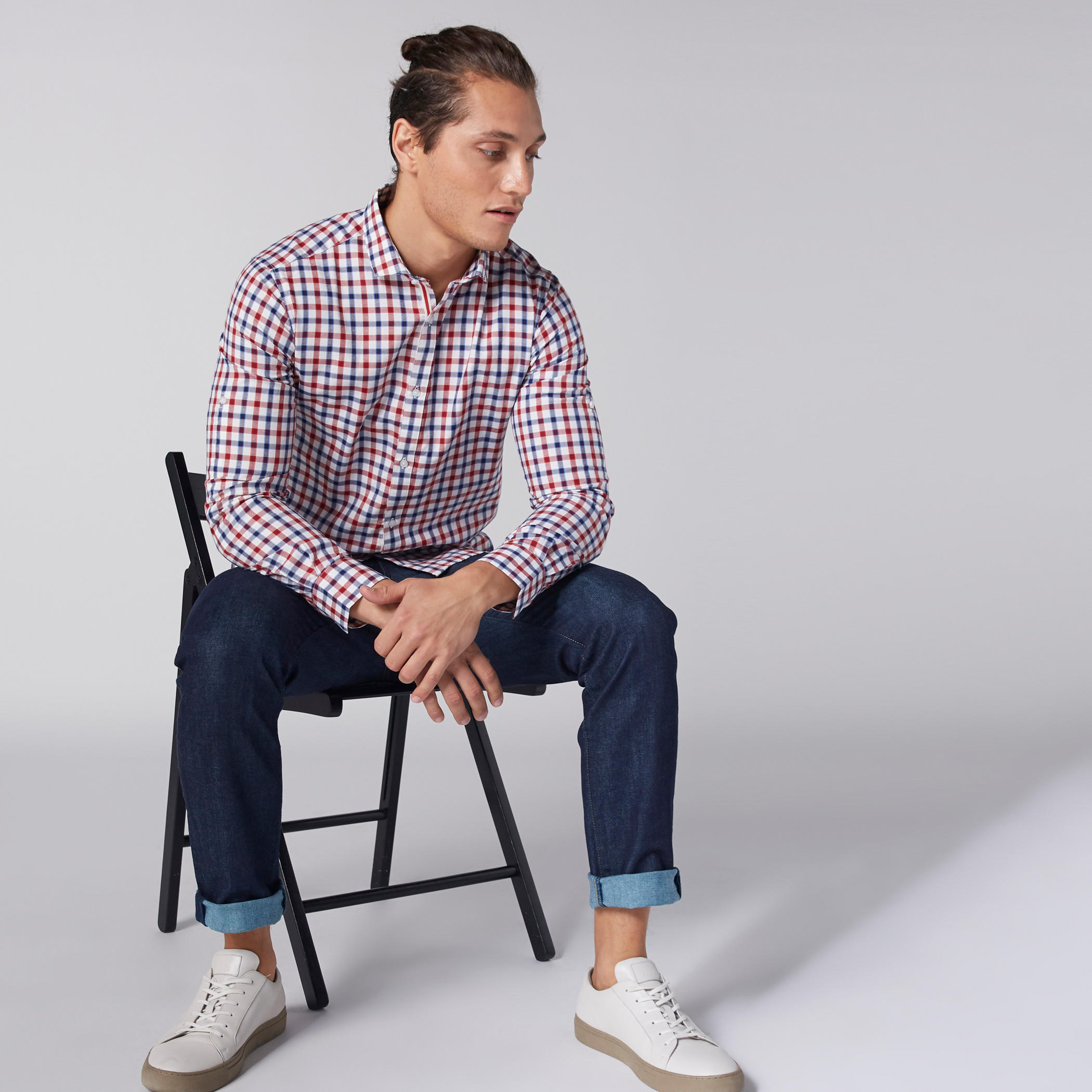 Chequered Shirt with Long Sleeves and Complete Placket-men-clothing-shirts-image-4