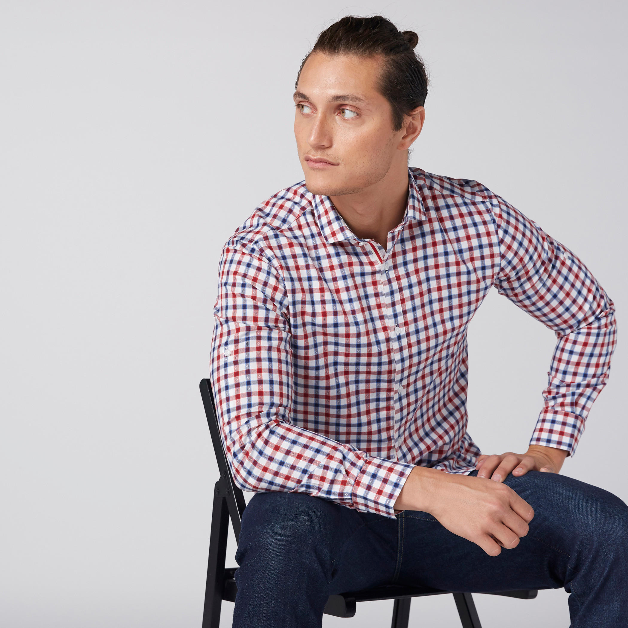 Chequered Shirt with Long Sleeves and Complete Placket-men-clothing-shirts-image-5