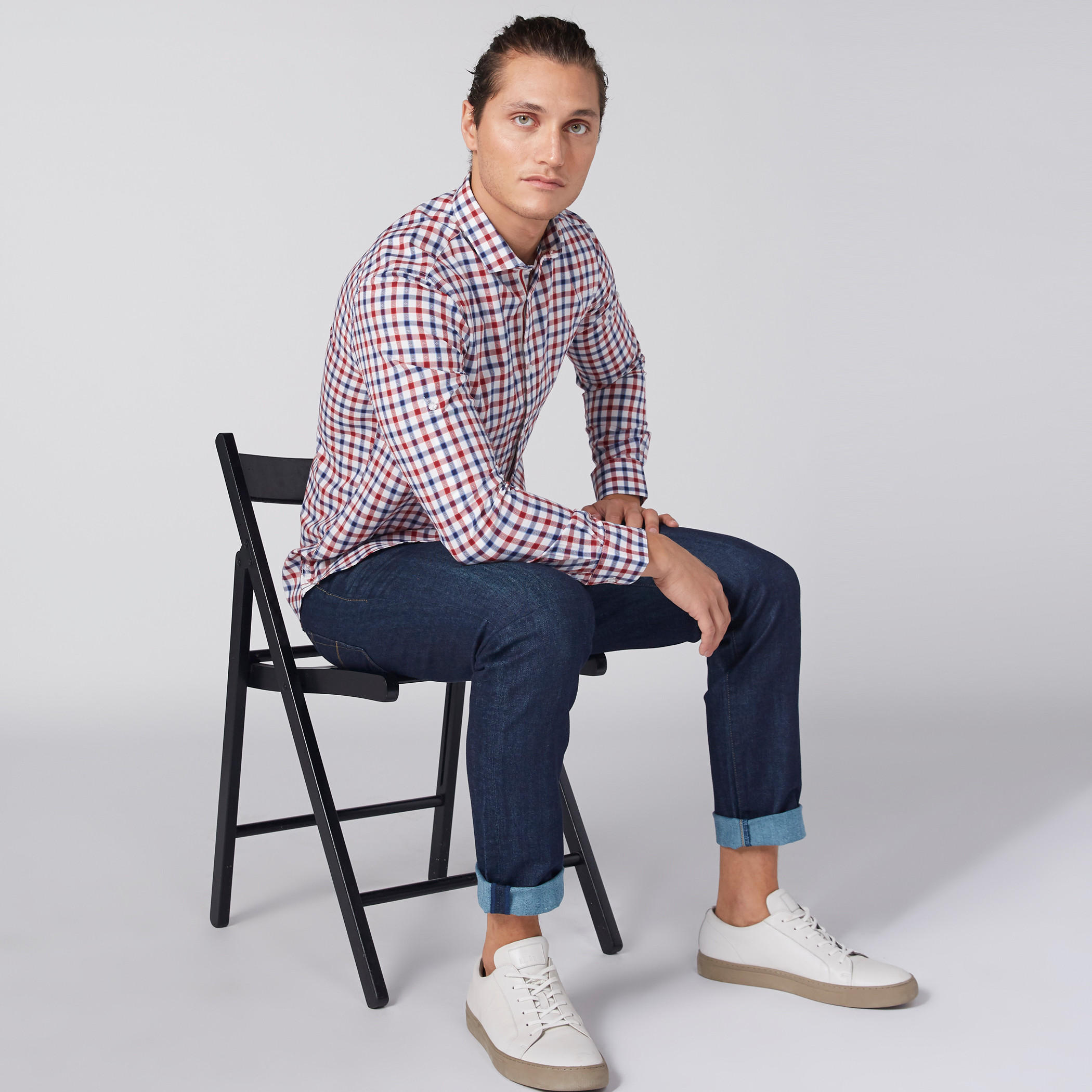 Chequered Shirt with Long Sleeves and Complete Placket-men-clothing-shirts-image-6