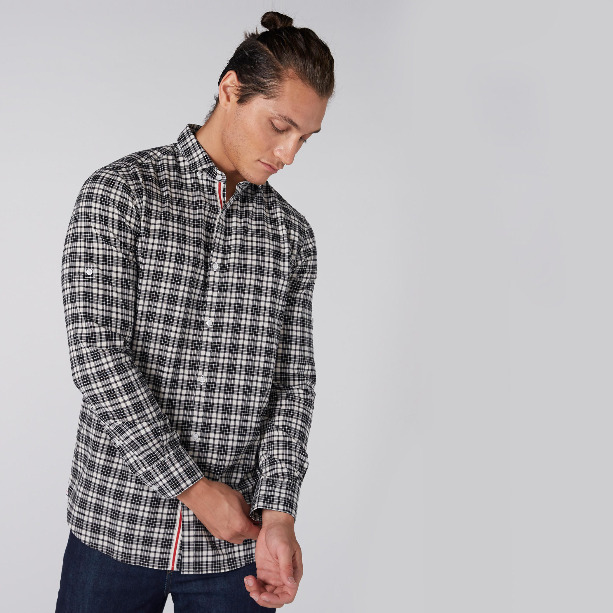 قميص كاروهات أكمام طويلة وأزرار-men-clothing-shirts-image-1