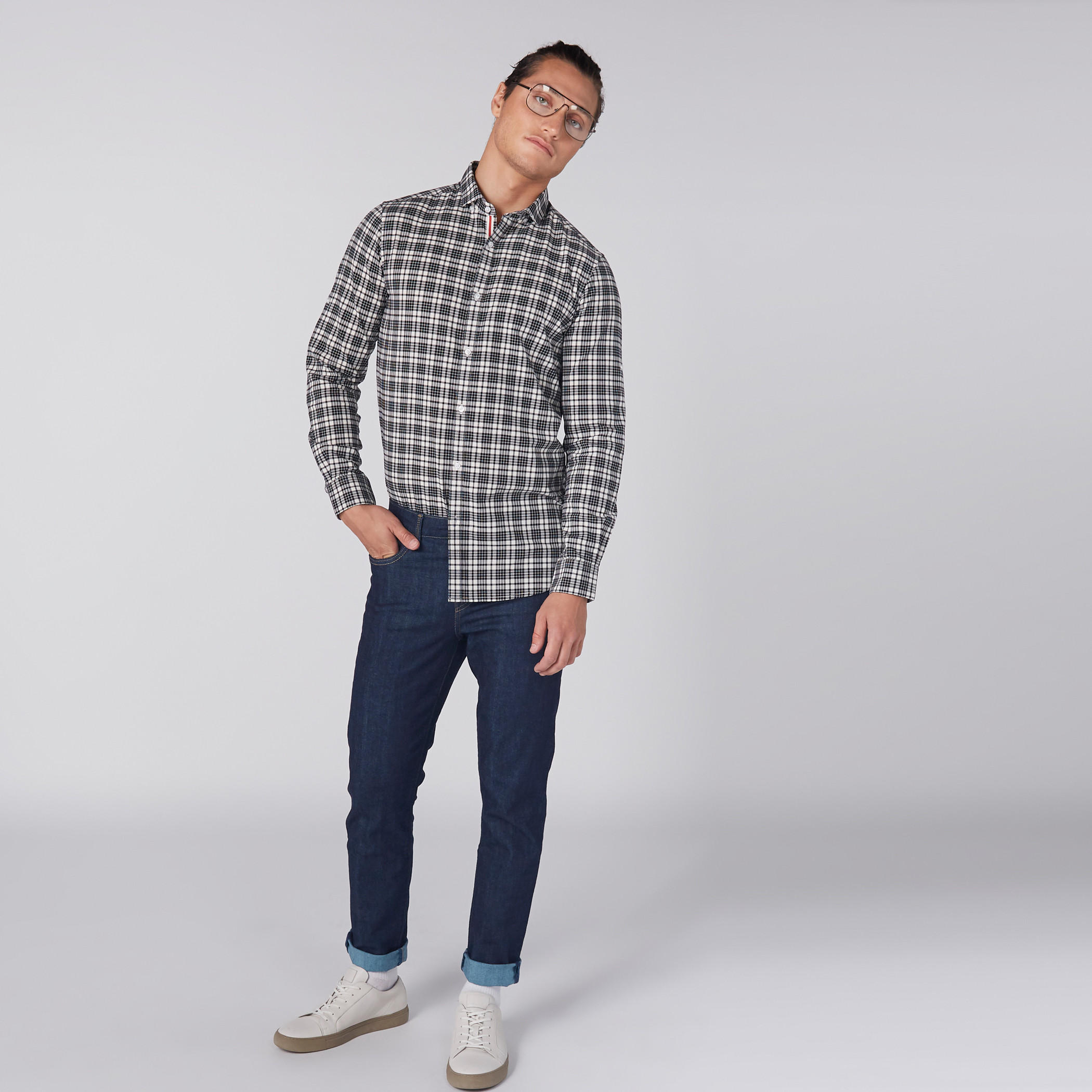 قميص كاروهات أكمام طويلة وأزرار-men-clothing-shirts-image-4