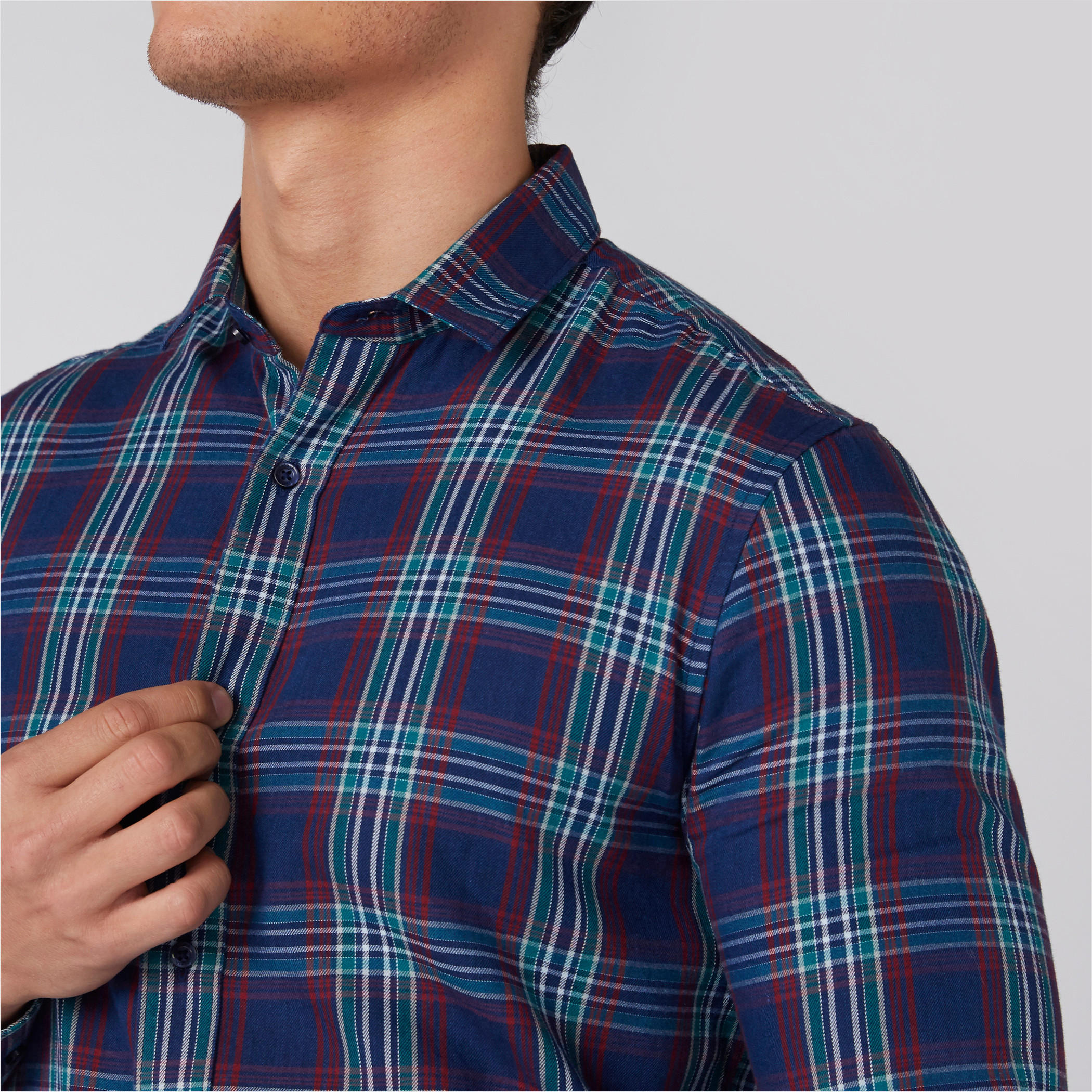 Chequered Shirt with Long Sleeves and Complete Placket-men-clothing-shirts-image-2