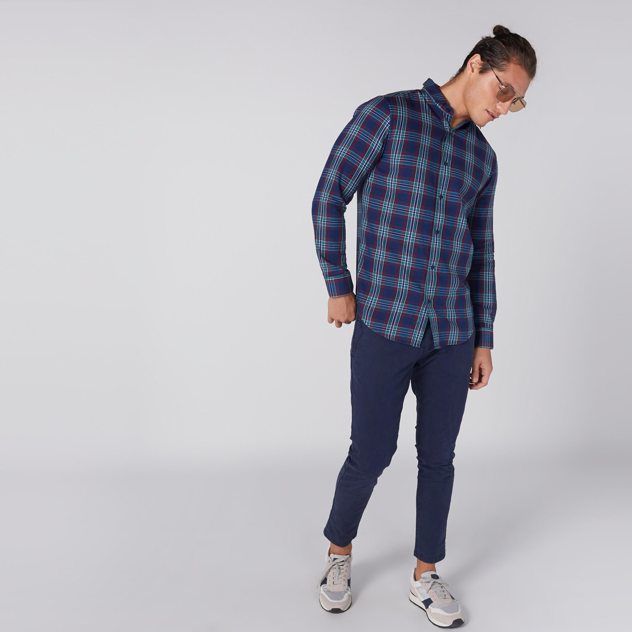 Chequered Shirt with Long Sleeves and Complete Placket-men-clothing-shirts-image-4