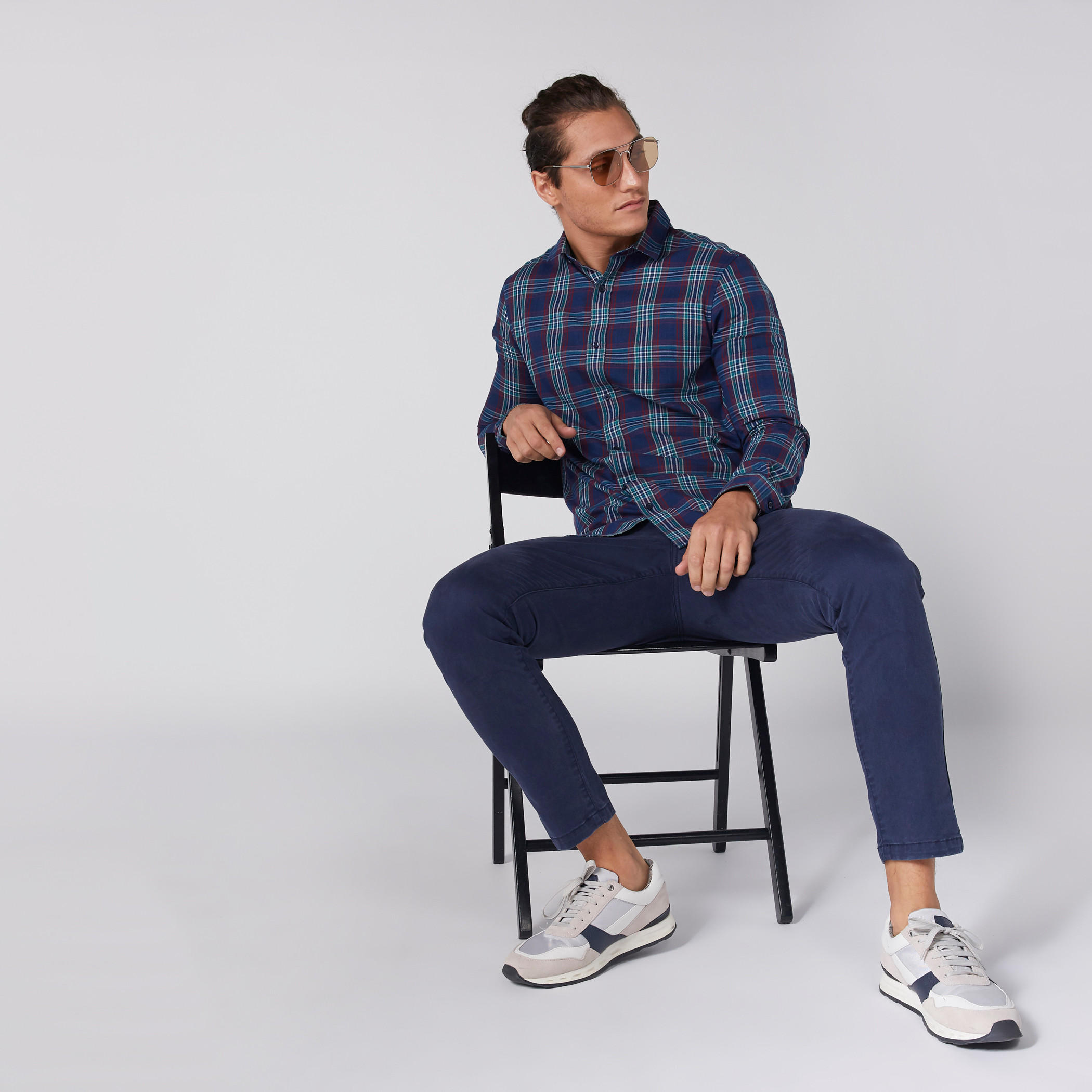 Chequered Shirt with Long Sleeves and Complete Placket-men-clothing-shirts-image-5