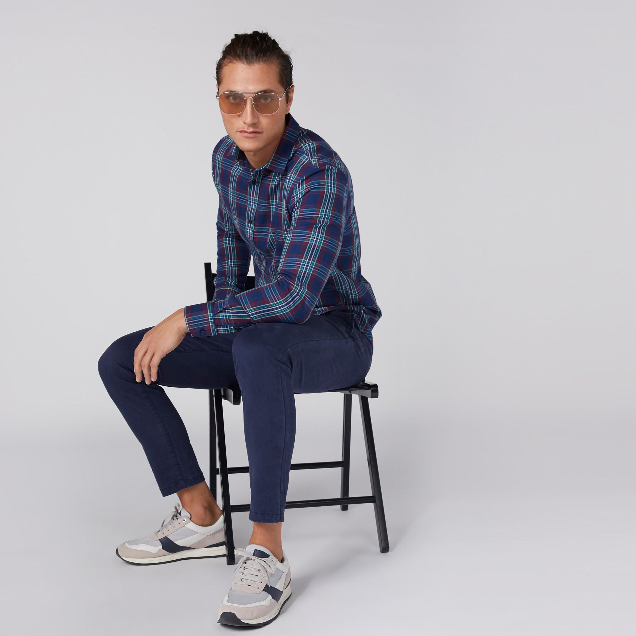 Chequered Shirt with Long Sleeves and Complete Placket-men-clothing-shirts-image-6