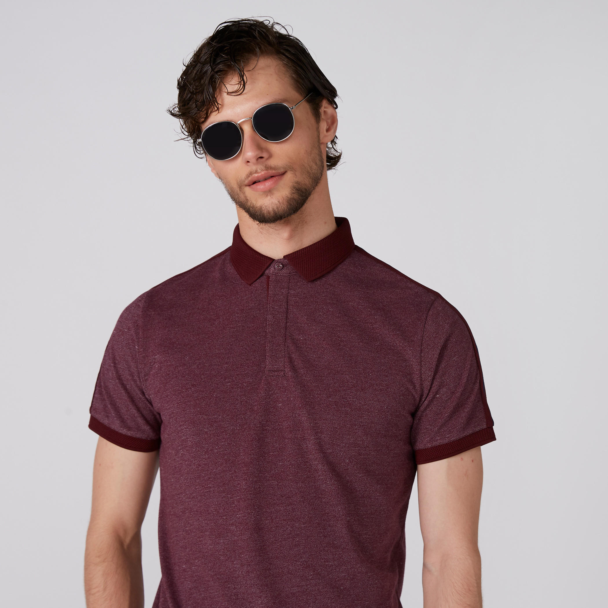 Polo Neck T-Shirt with Short Sleeves and Tape Detail-men-clothing-tshirtsandpolos-polos-image-5