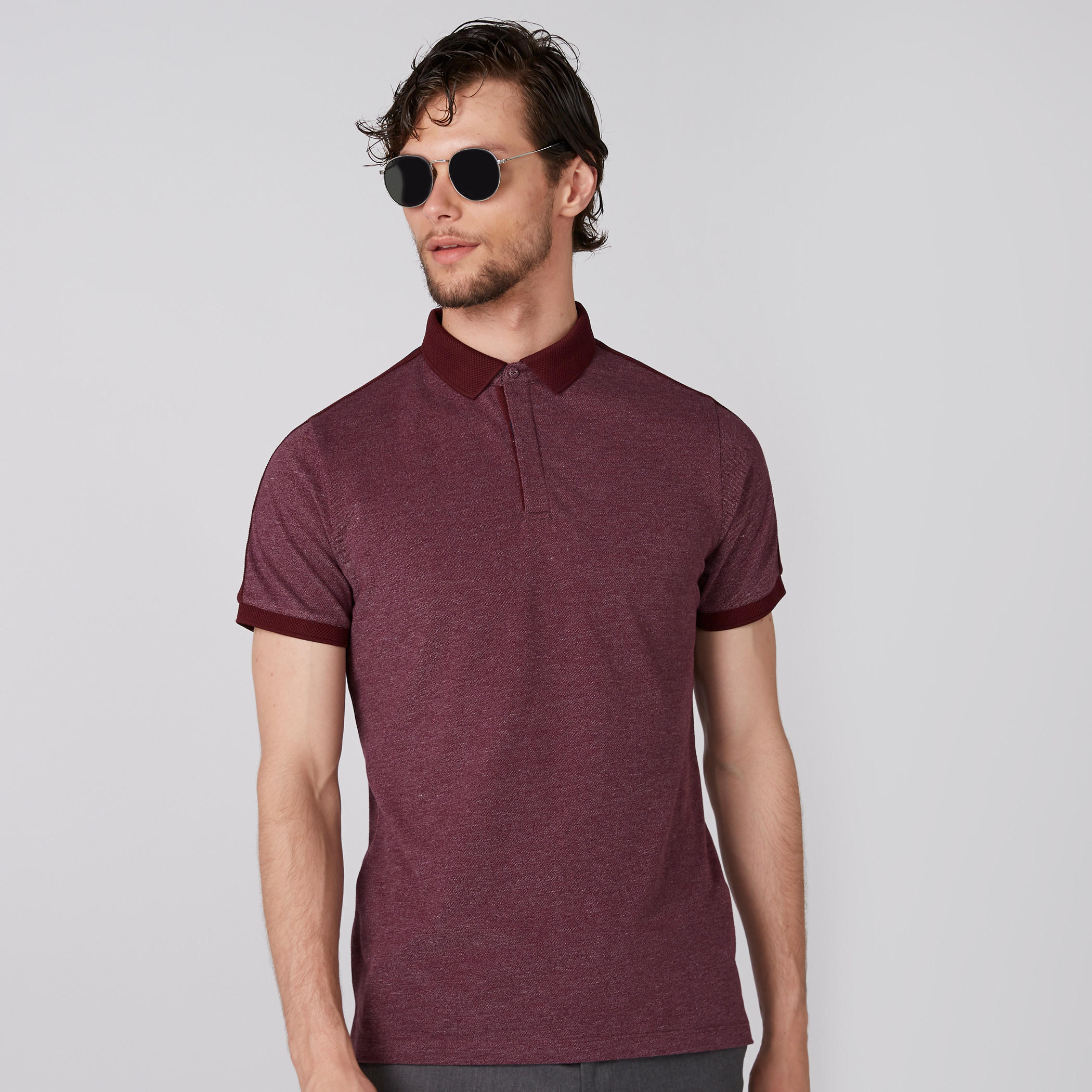 Polo Neck T-Shirt with Short Sleeves and Tape Detail-men-clothing-tshirtsandpolos-polos-image-8