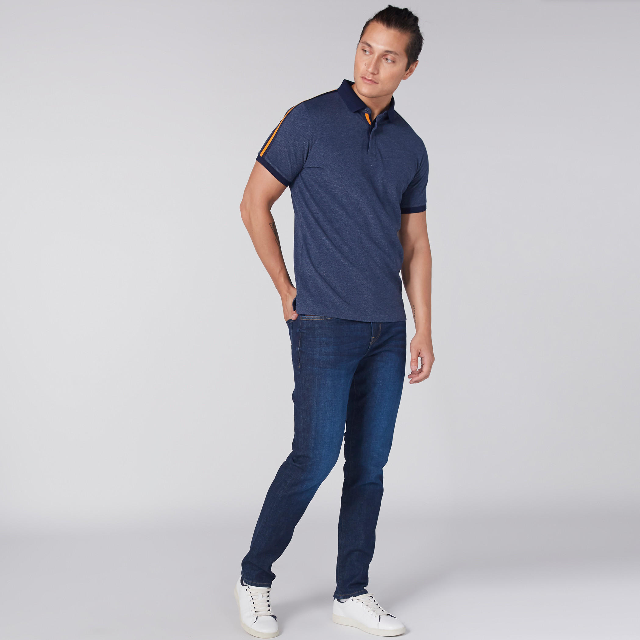 Polo Neck T-Shirt with Short Sleeves and Tape Detail-men-clothing-tshirtsandpolos-polos-image-3
