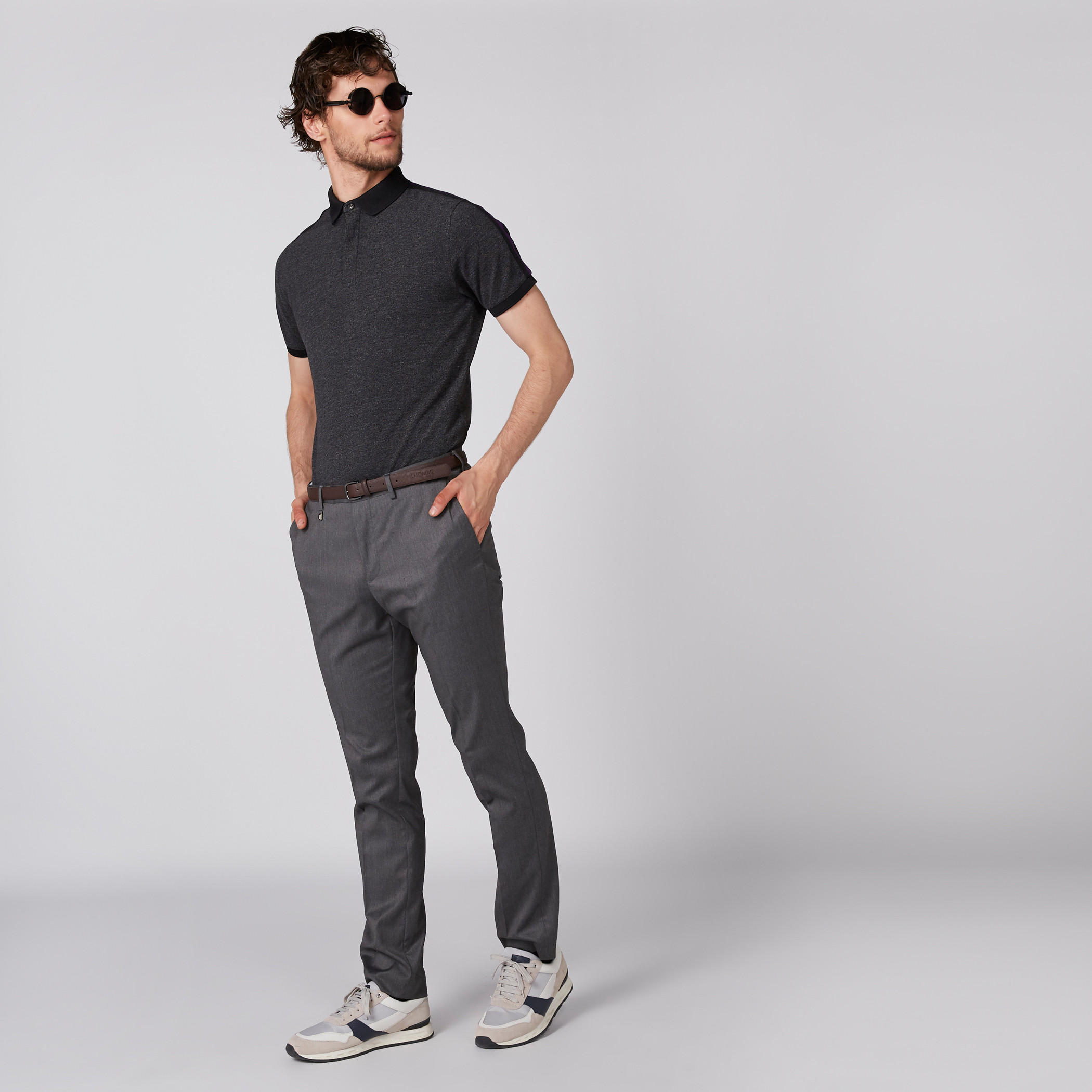 Polo Neck T-Shirt with Short Sleeves and Tape Detail-men-clothing-tshirtsandpolos-polos-image-10