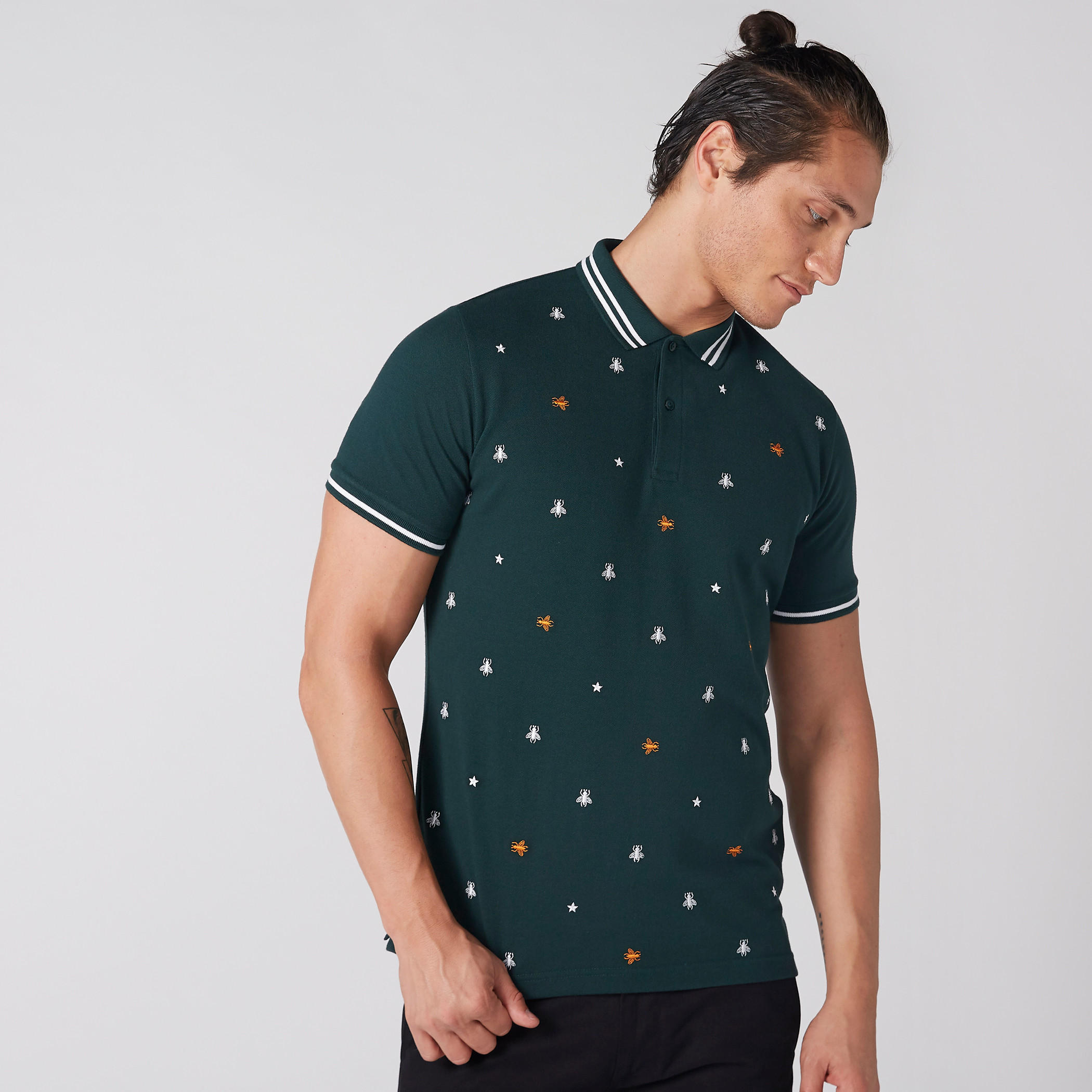 تيشيرت مطرّز بياقة بولو وأكمام قصيرة-men-clothing-tshirtsandpolos-polos-image-1