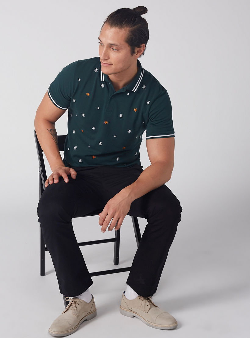 تيشيرت مطرّز بياقة بولو وأكمام قصيرة-men-clothing-tshirtsandpolos-polos-image-3
