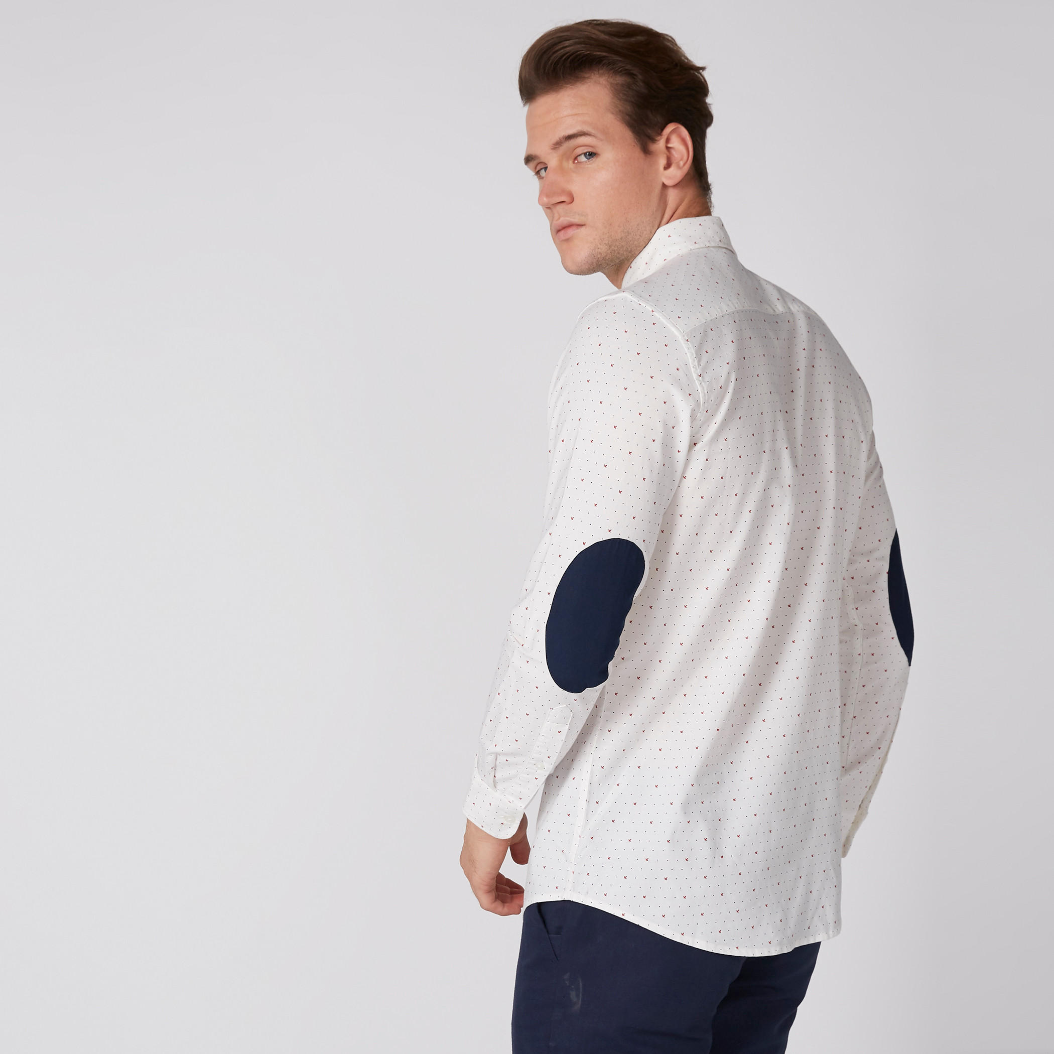 Printed Shirt with Elbow Patch Long Sleeves and Complete Placket-men-clothing-shirts-image-2