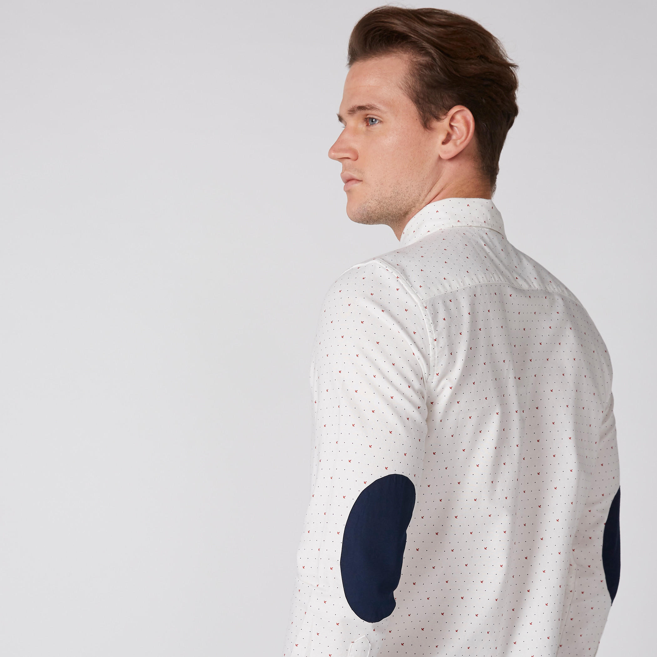 Printed Shirt with Elbow Patch Long Sleeves and Complete Placket-men-clothing-shirts-image-3