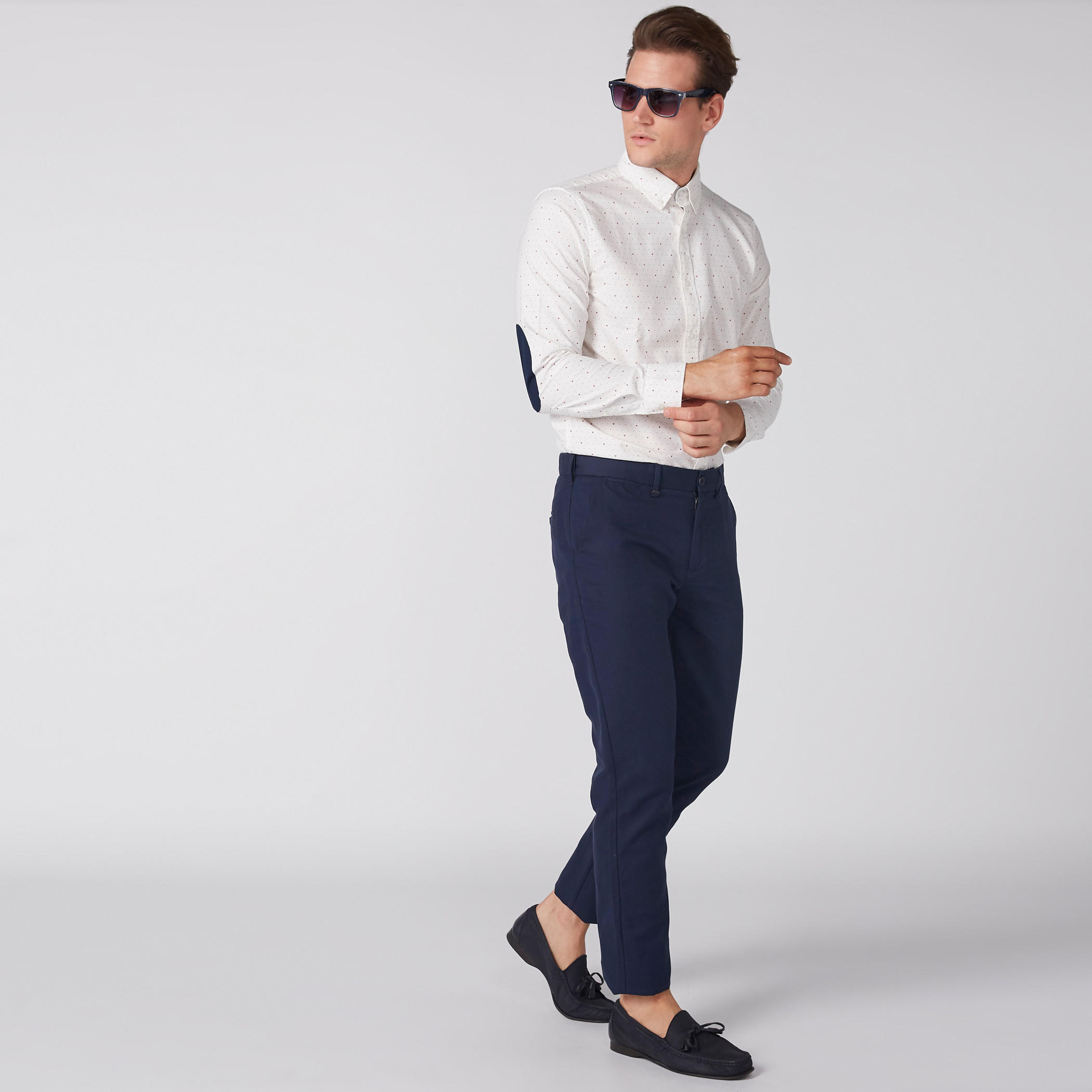 Printed Shirt with Elbow Patch Long Sleeves and Complete Placket-men-clothing-shirts-image-4