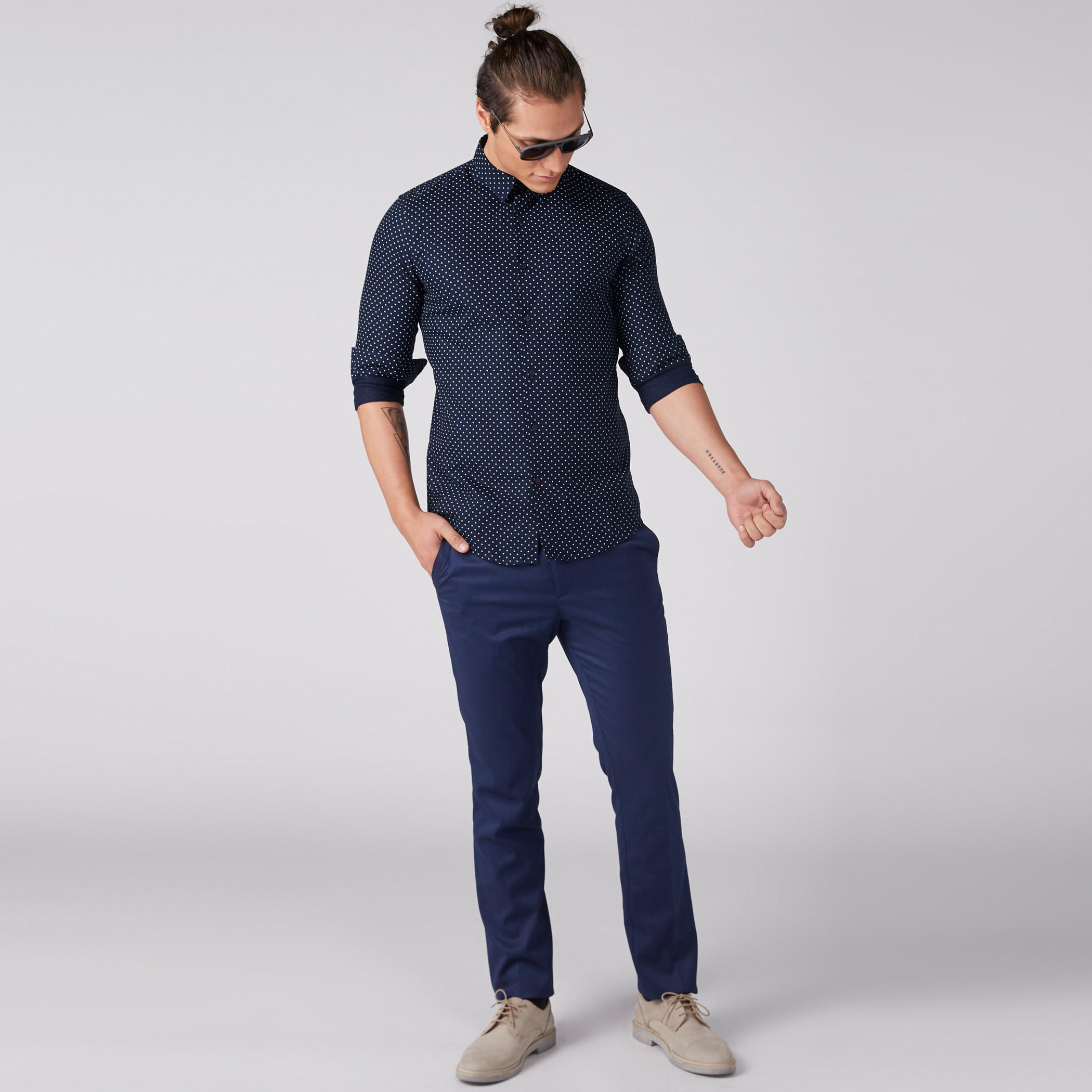 قميص بأكمام طويلة وطبعات وأزرار ورقعة عند المرفق-men-clothing-shirts-image-4
