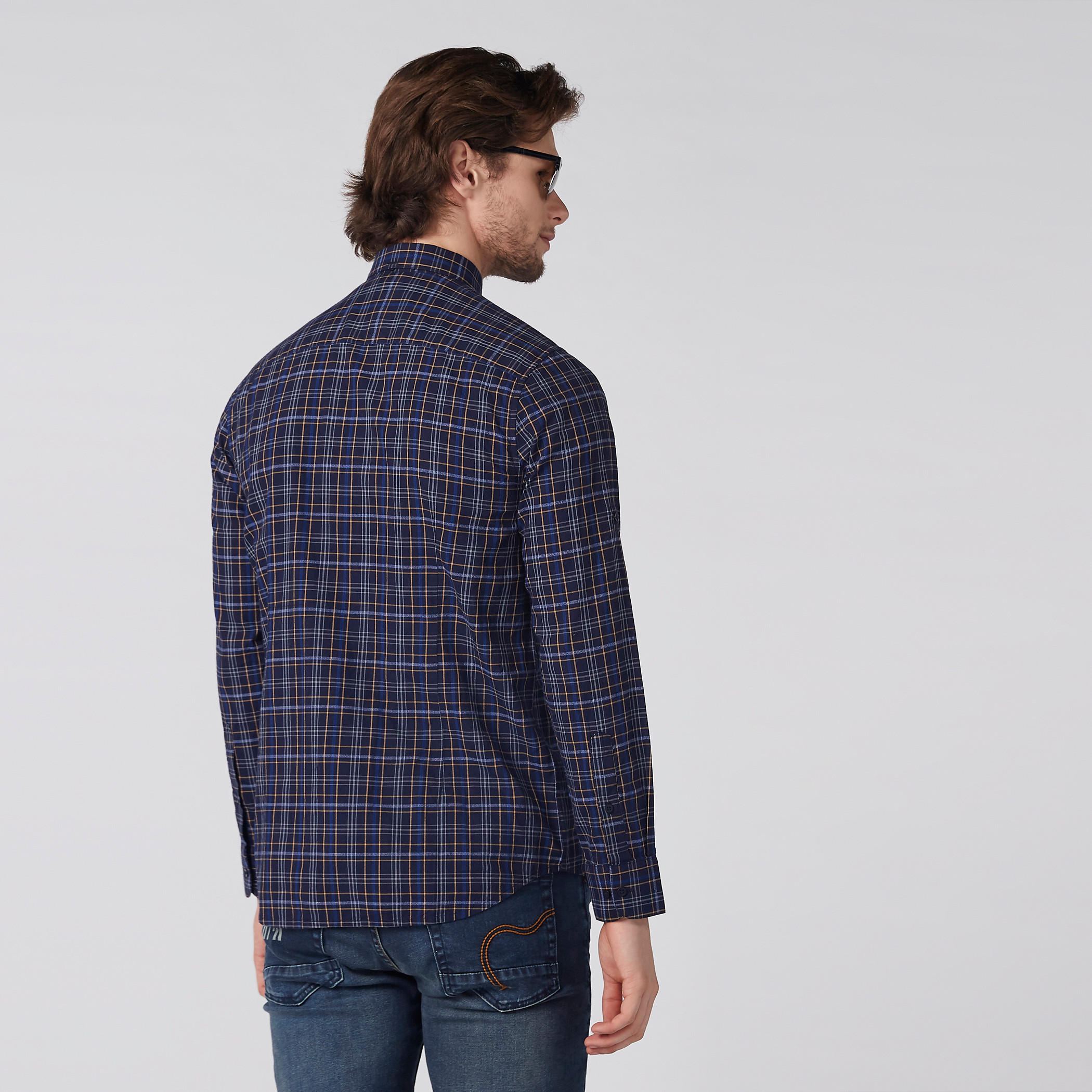 Chequered Shirt with Long Sleeves and Complete Placket-men-clothing-shirts-image-3