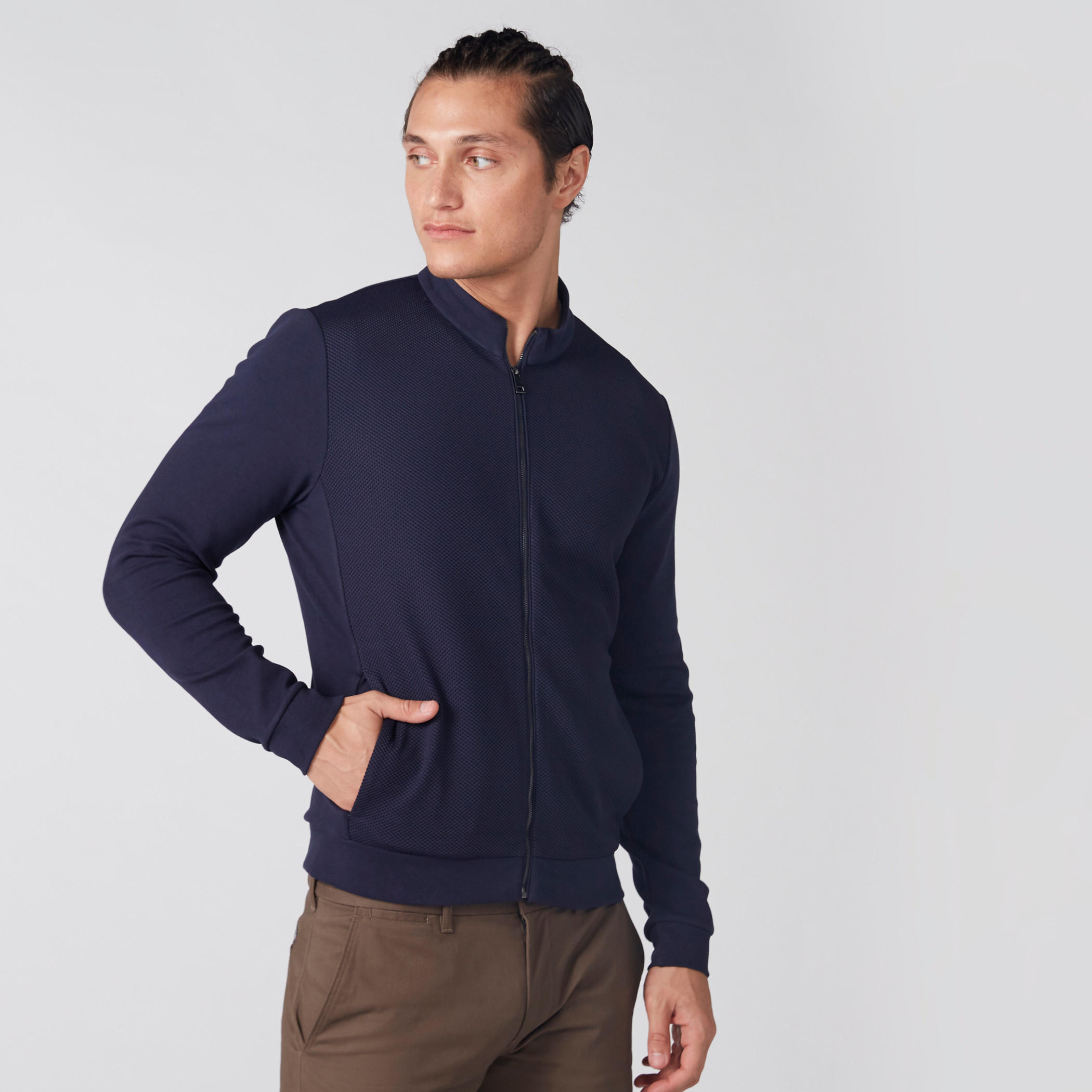جاكيت بارز الملمس بأكمام طويلة وسحّاب إغلاق وجيوب-men-clothing-jacketsandblazers-jackets-image-1