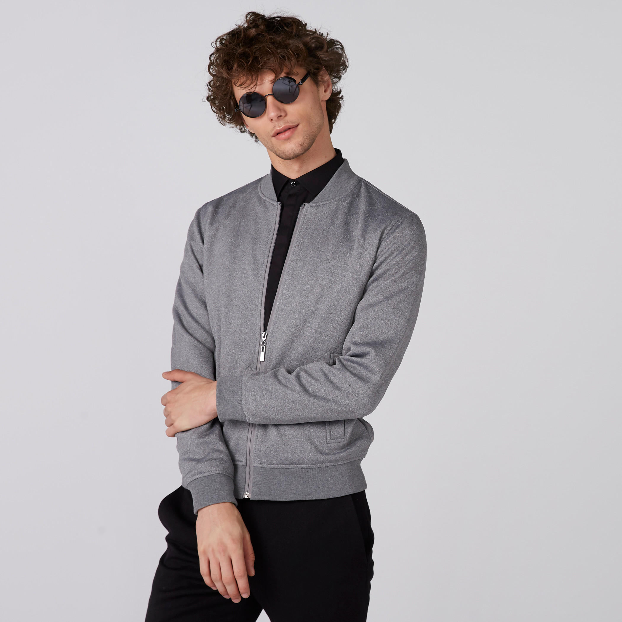 جاكيت بومبر بأكمام طويلة وجيب وسحّاب للإغلاق-men-clothing-jacketsandblazers-jackets-image-1