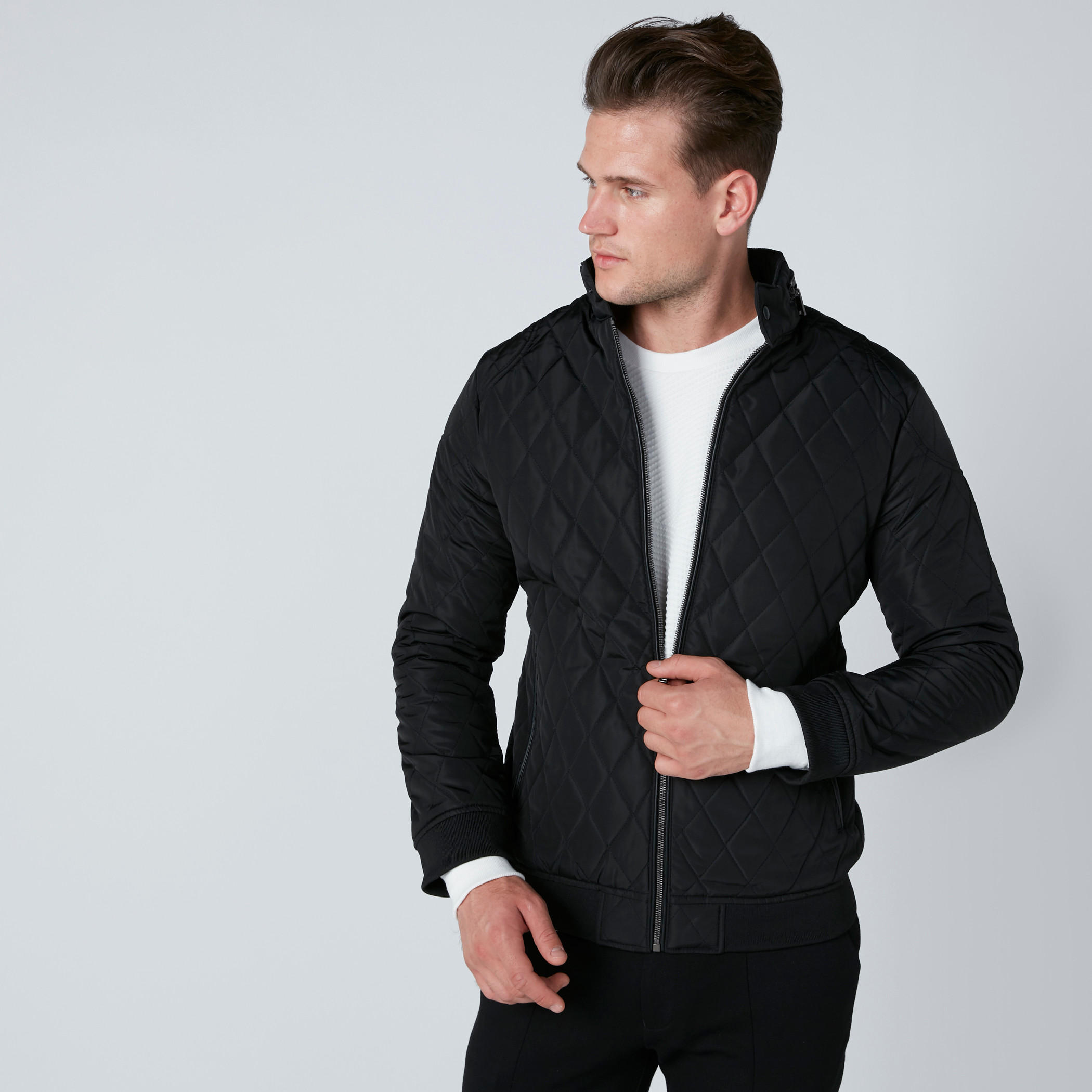 Quilted Bomber Jacket with Long Sleeves and Zip Closure-men-clothing-jacketsandblazers-jackets-image-1