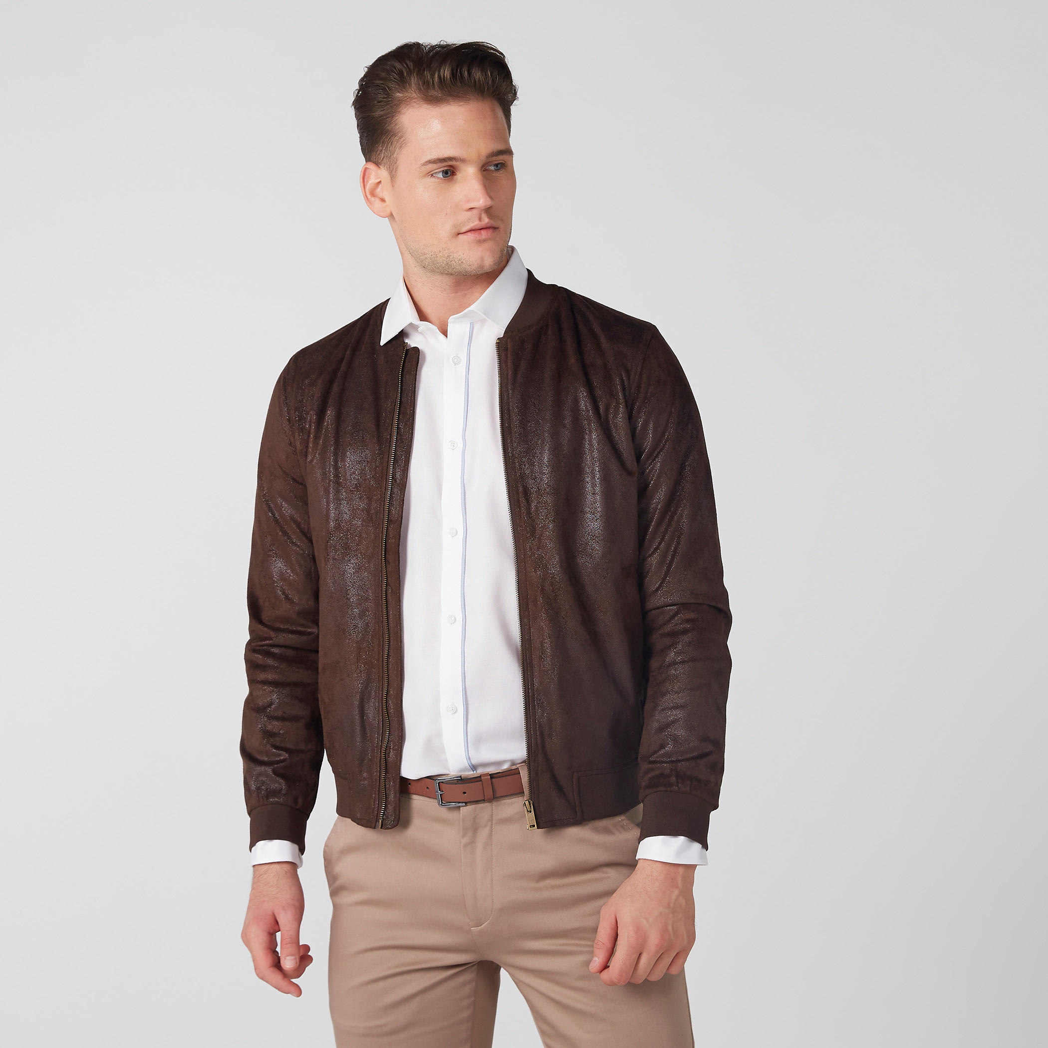 Textured Bomber Jacket with Long Sleeves and Zip Closure-men-clothing-jacketsandblazers-jackets-image-1