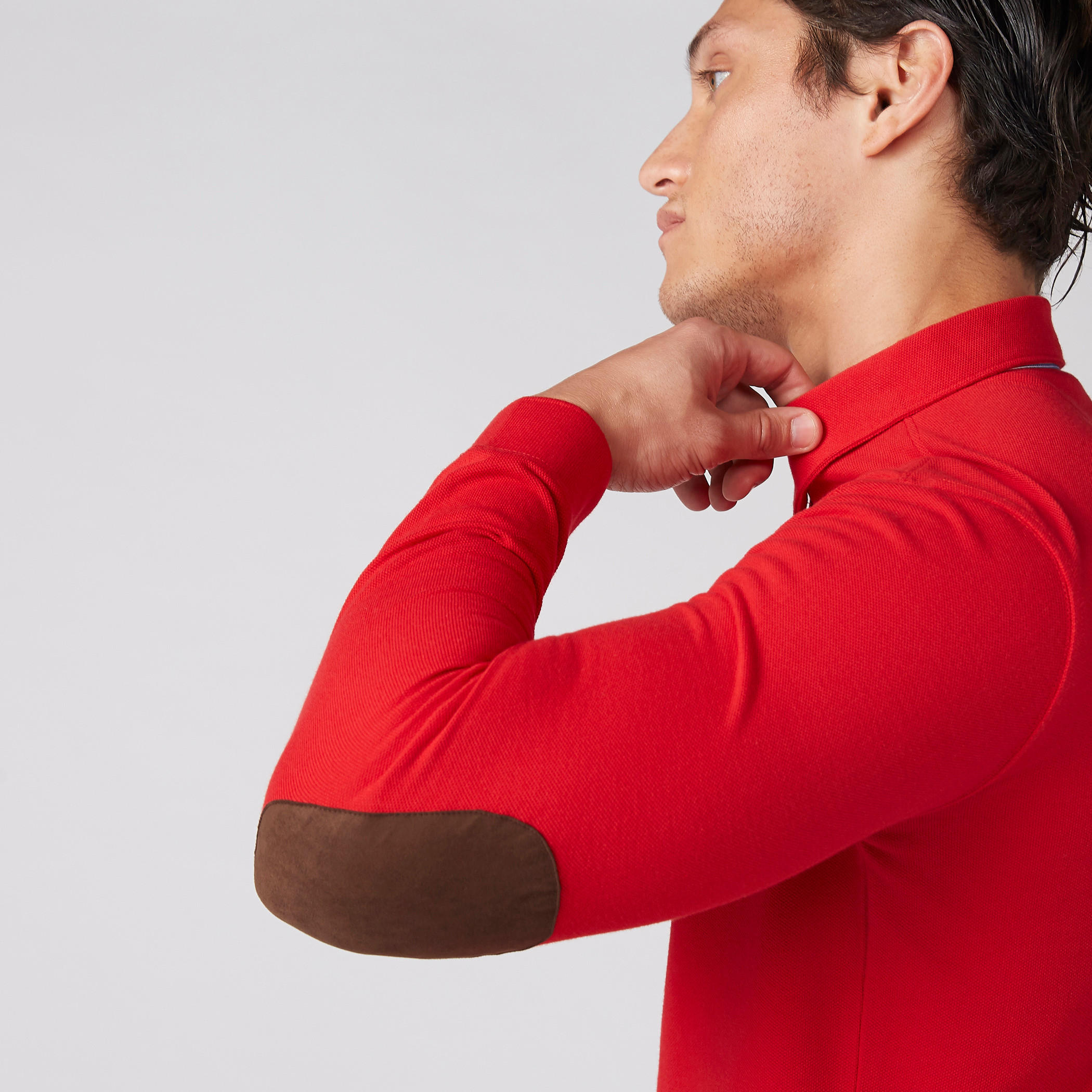 تيشيرت بياقة بولو وأكمام طويلة ورقعة على المرفق-men-clothing-tshirtsandpolos-polos-image-2