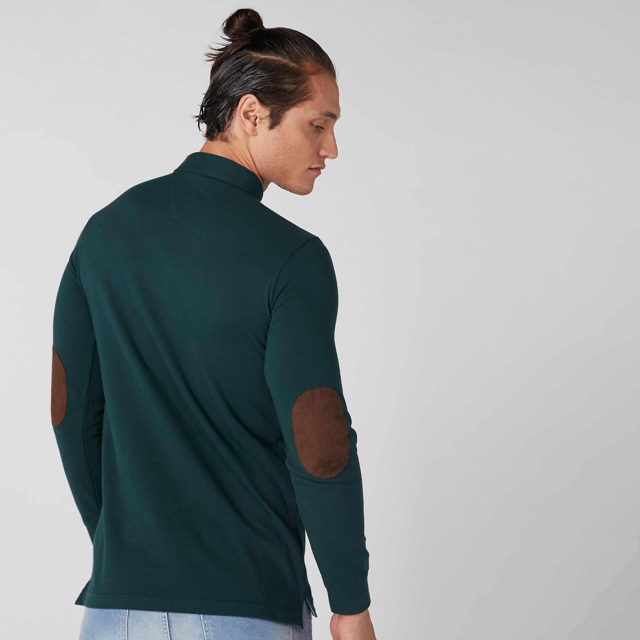 تيشيرت بياقة بولو وأكمام طويلة ورقعة على المرفق-men-clothing-tshirtsandpolos-polos-image-2