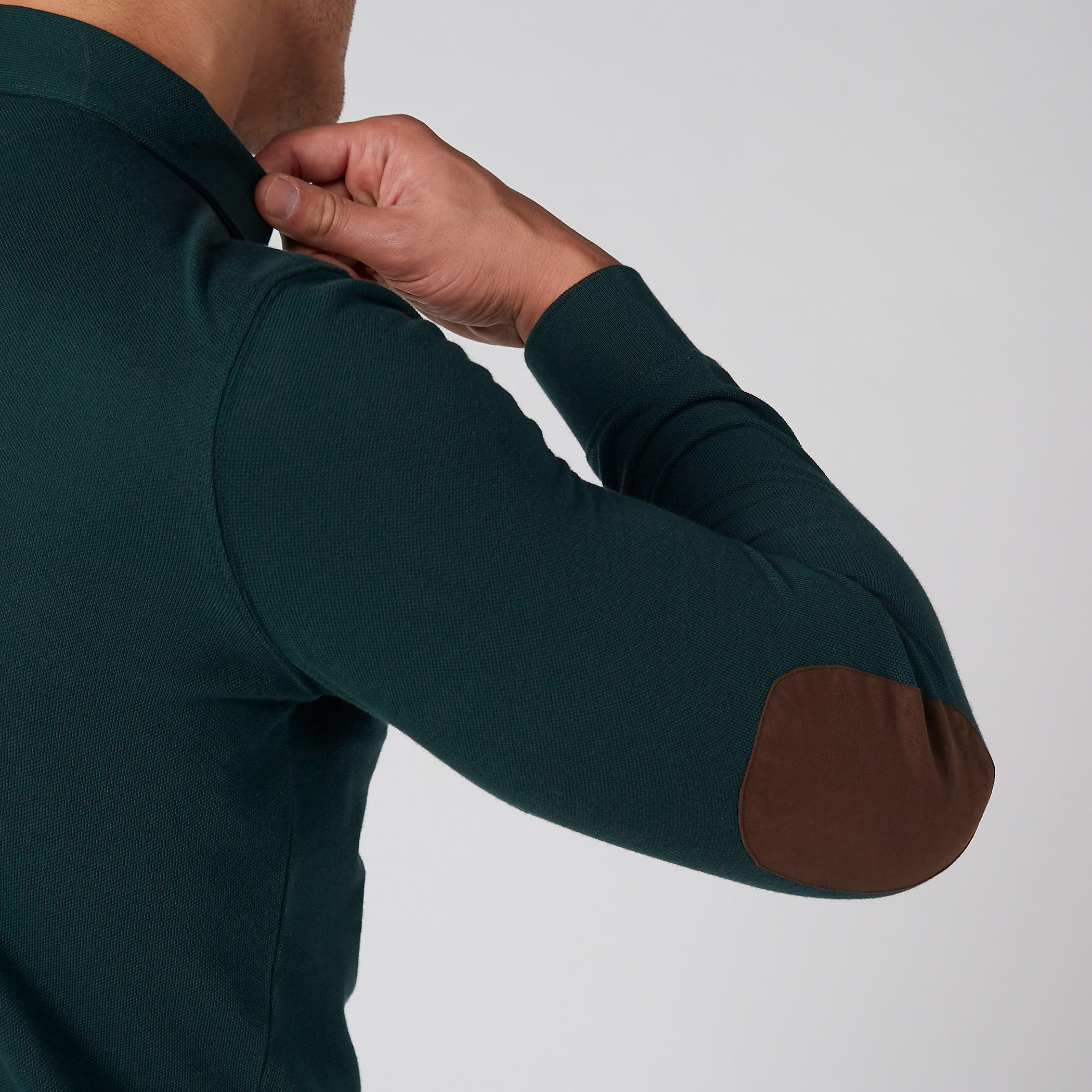 تيشيرت بياقة بولو وأكمام طويلة ورقعة على المرفق-men-clothing-tshirtsandpolos-polos-image-3
