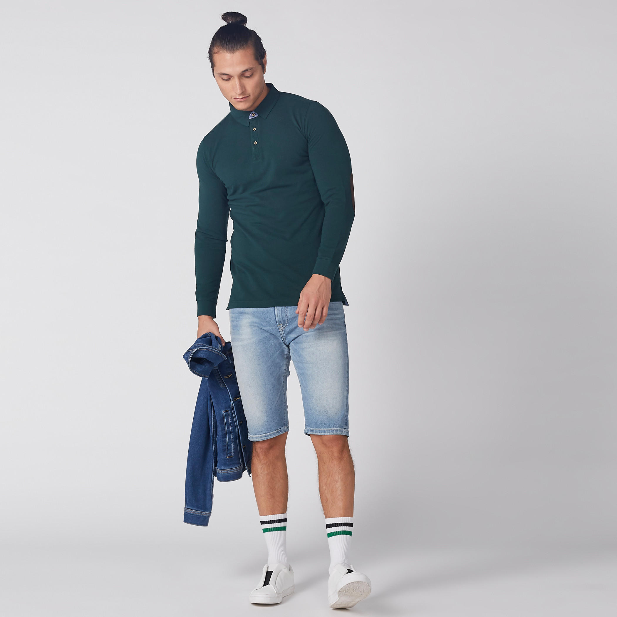 تيشيرت بياقة بولو وأكمام طويلة ورقعة على المرفق-men-clothing-tshirtsandpolos-polos-image-4