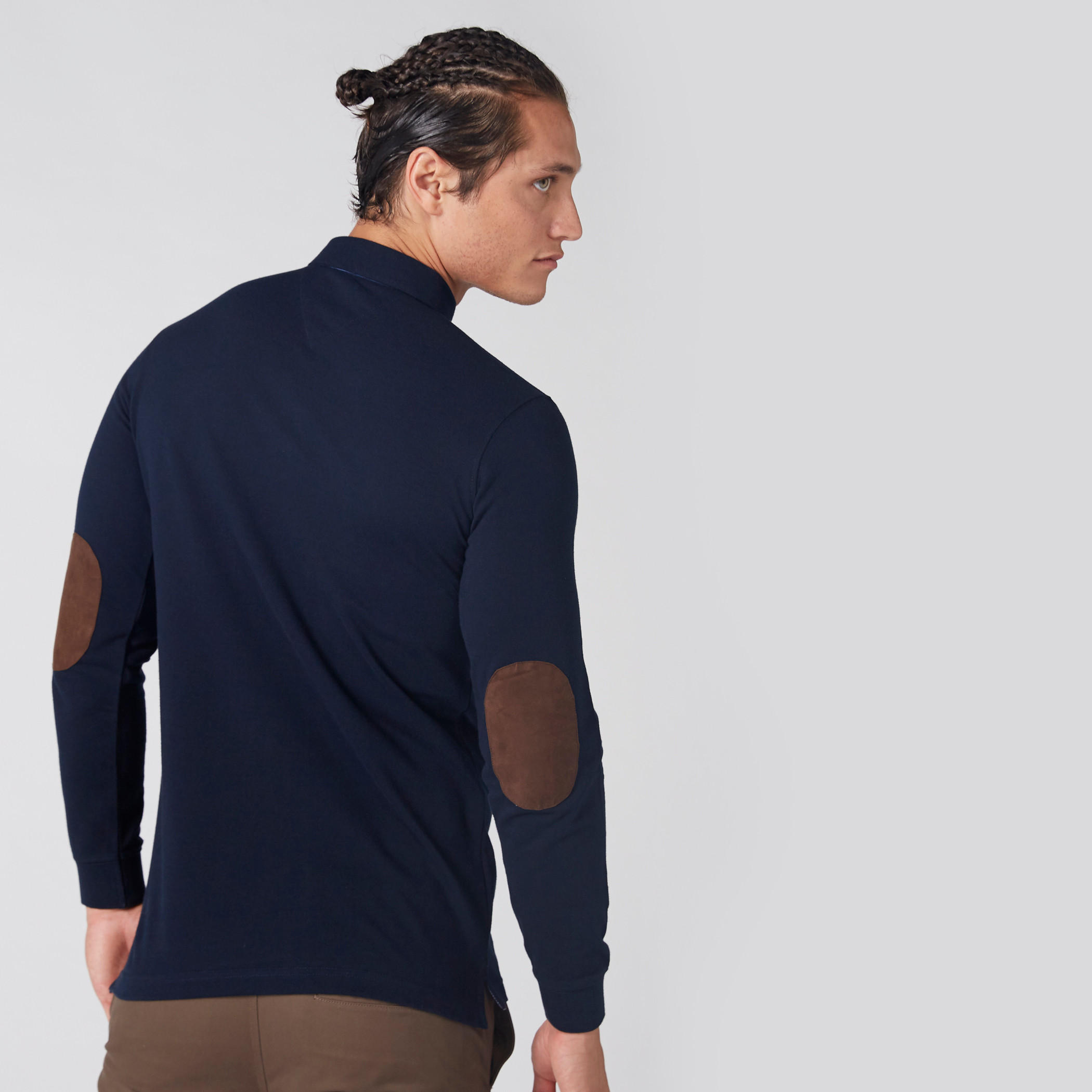 Polo Neck T-Shirt with Long Sleeves and Elbow Patch-men-clothing-tshirtsandpolos-polos-image-2