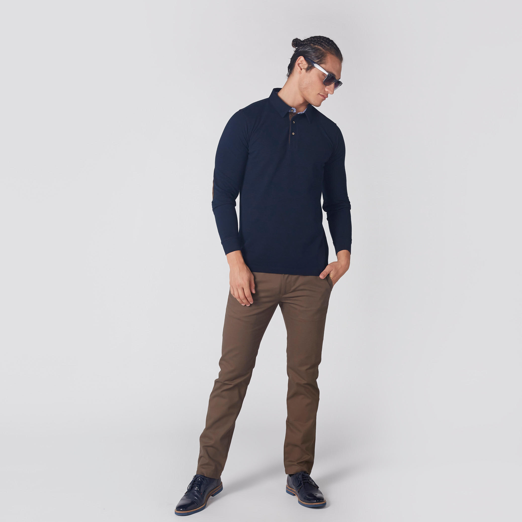 Polo Neck T-Shirt with Long Sleeves and Elbow Patch-men-clothing-tshirtsandpolos-polos-image-3