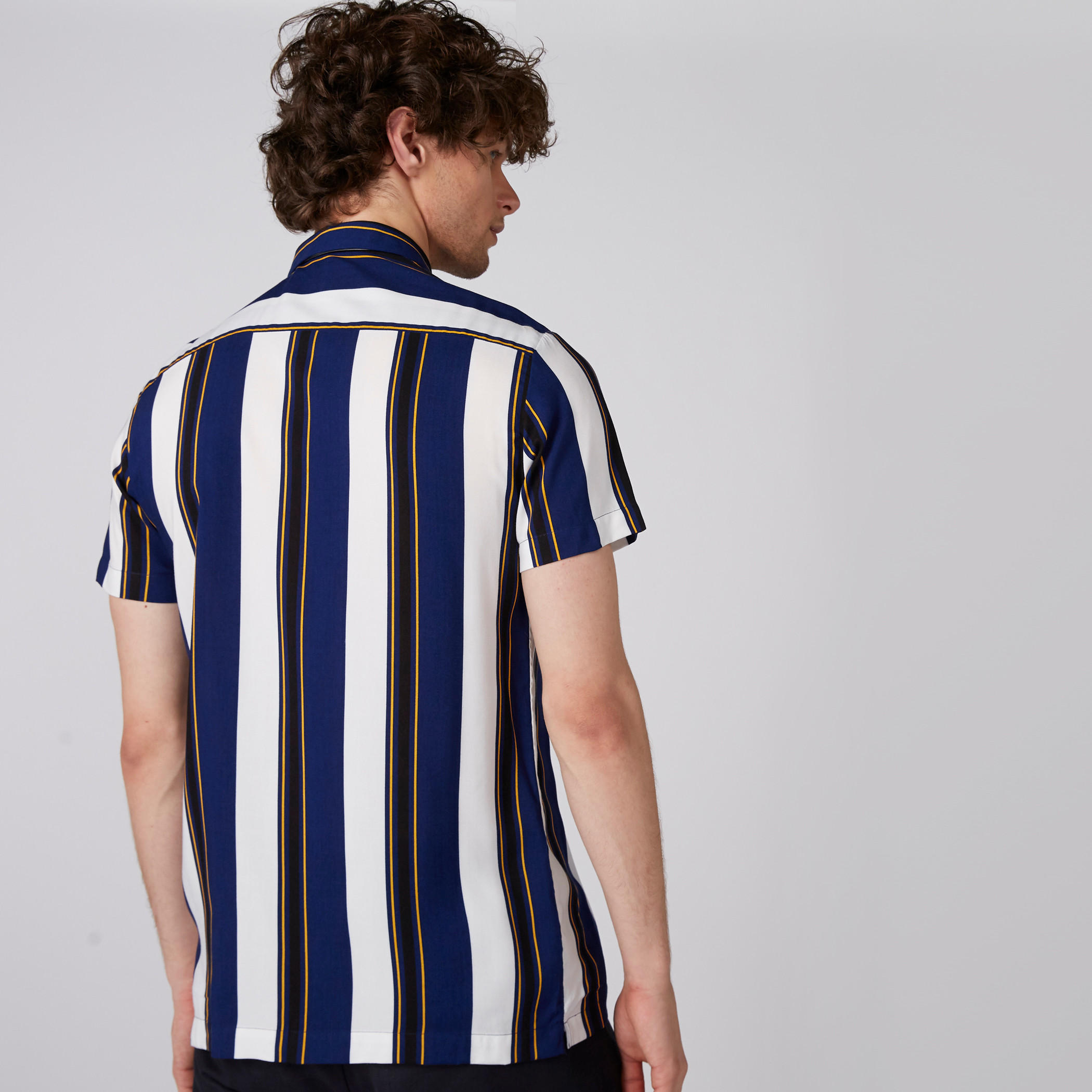 Striped Shirt with Short Sleeves and Complete Placket-men-clothing-shirts-image-4