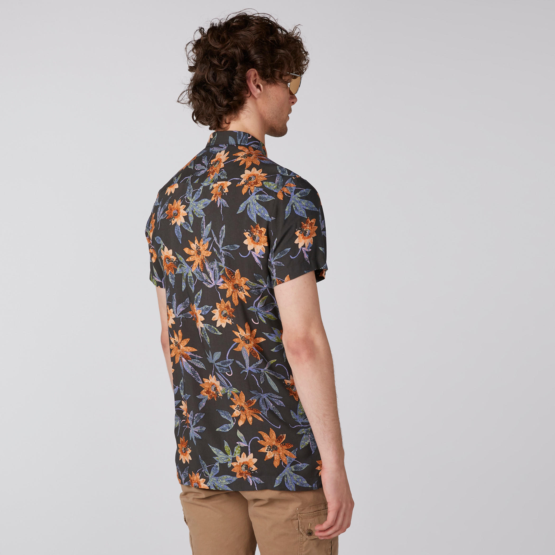 Floral Printed Shirt with Short Sleeves and Complete Placket-men-clothing-shirts-image-4