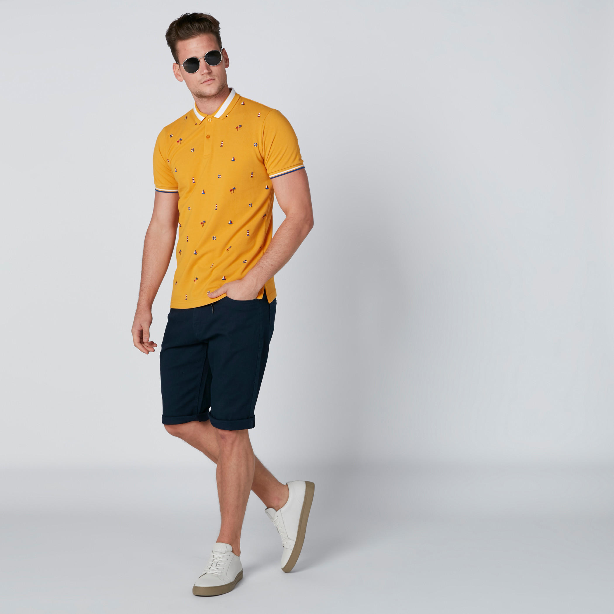 Nautical Embroidered Polo Neck T-Shirt with Short Sleeves-men-clothing-tshirtsandpolos-polos-image-2