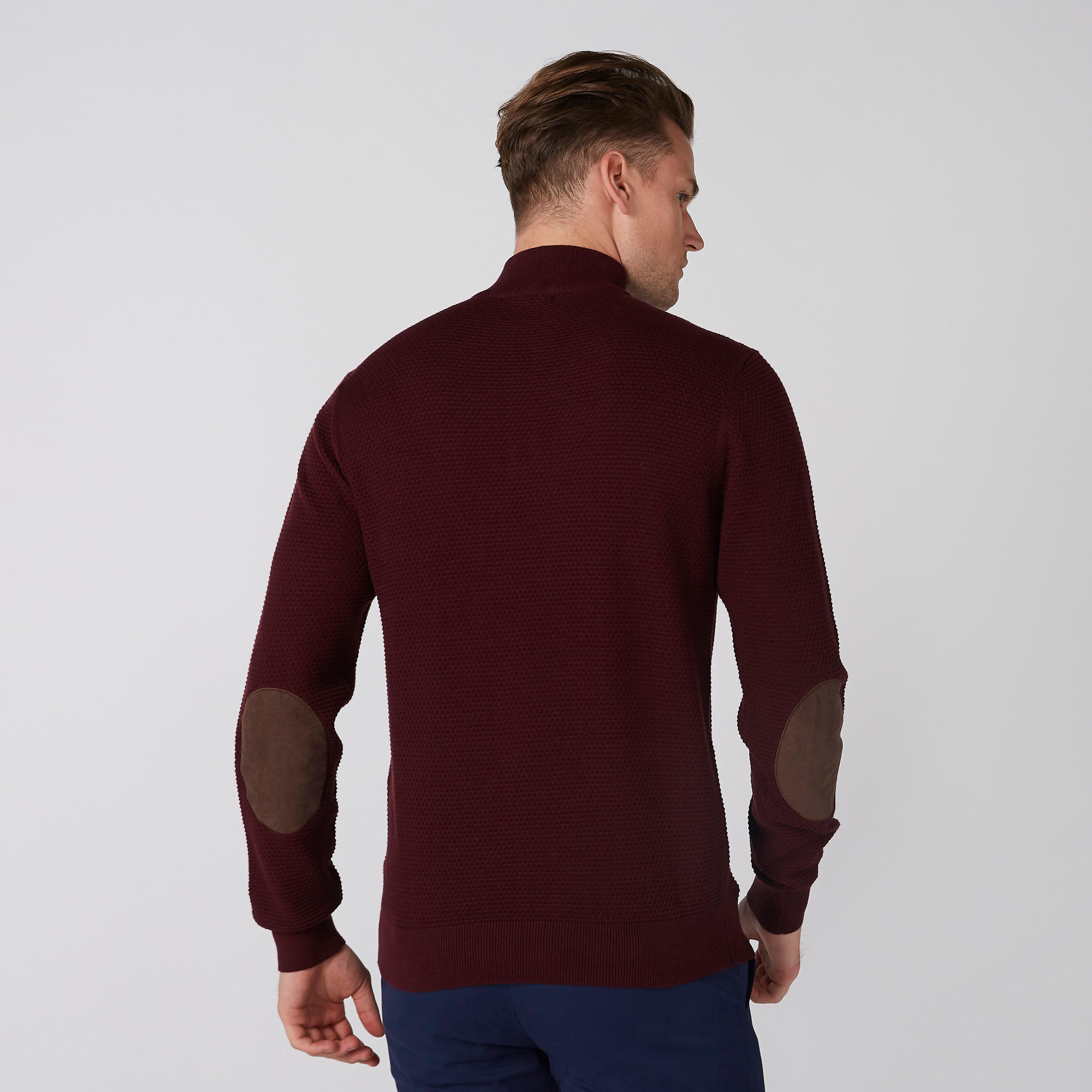 Textured Sweater with Long Sleeves and Elbow Patch-men-clothing-sweatersandpullovers-image-4