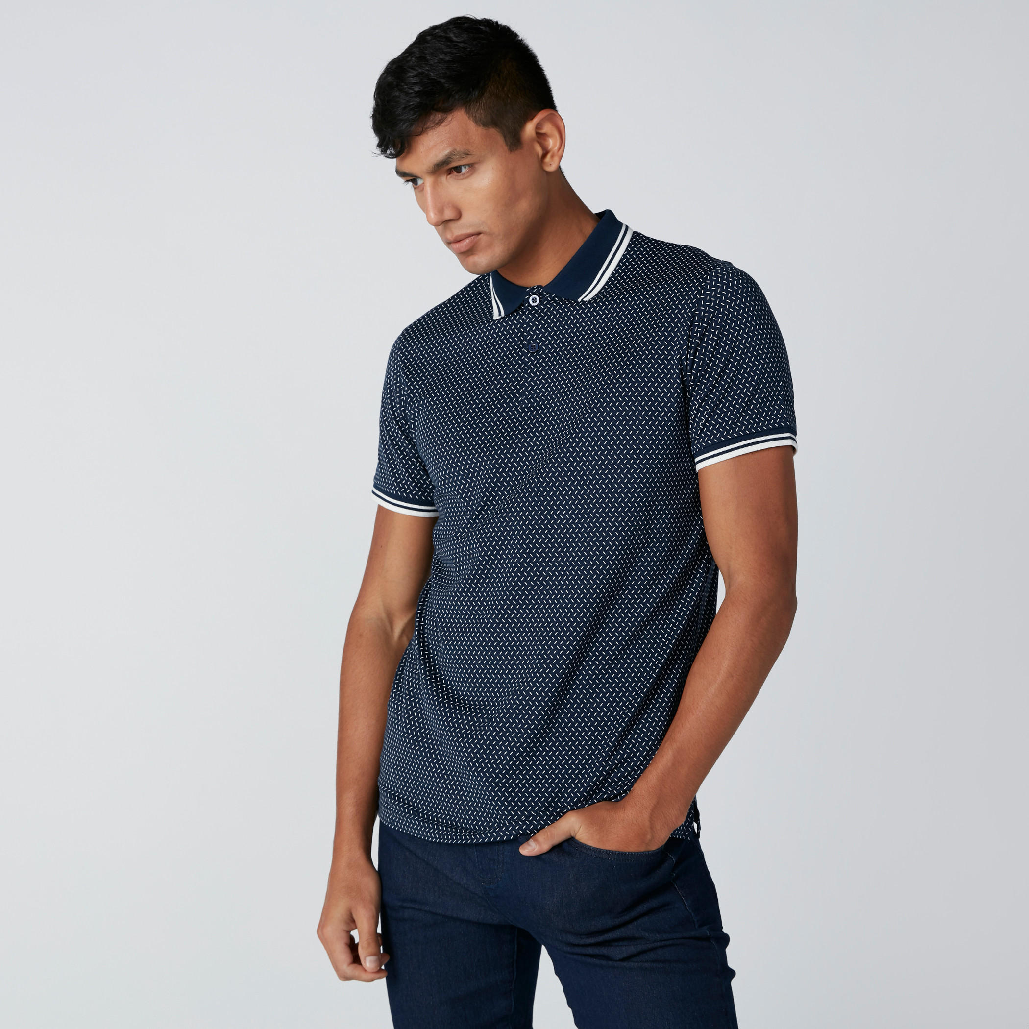 Printed T-Shirt with Polo Neck-men-clothing-tshirtsandpolos-polos-image-1