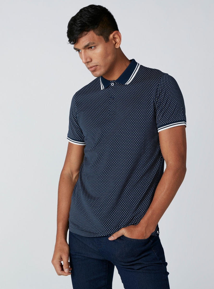 Printed T-Shirt with Polo Neck-men-clothing-tshirtsandpolos-polos-image-1