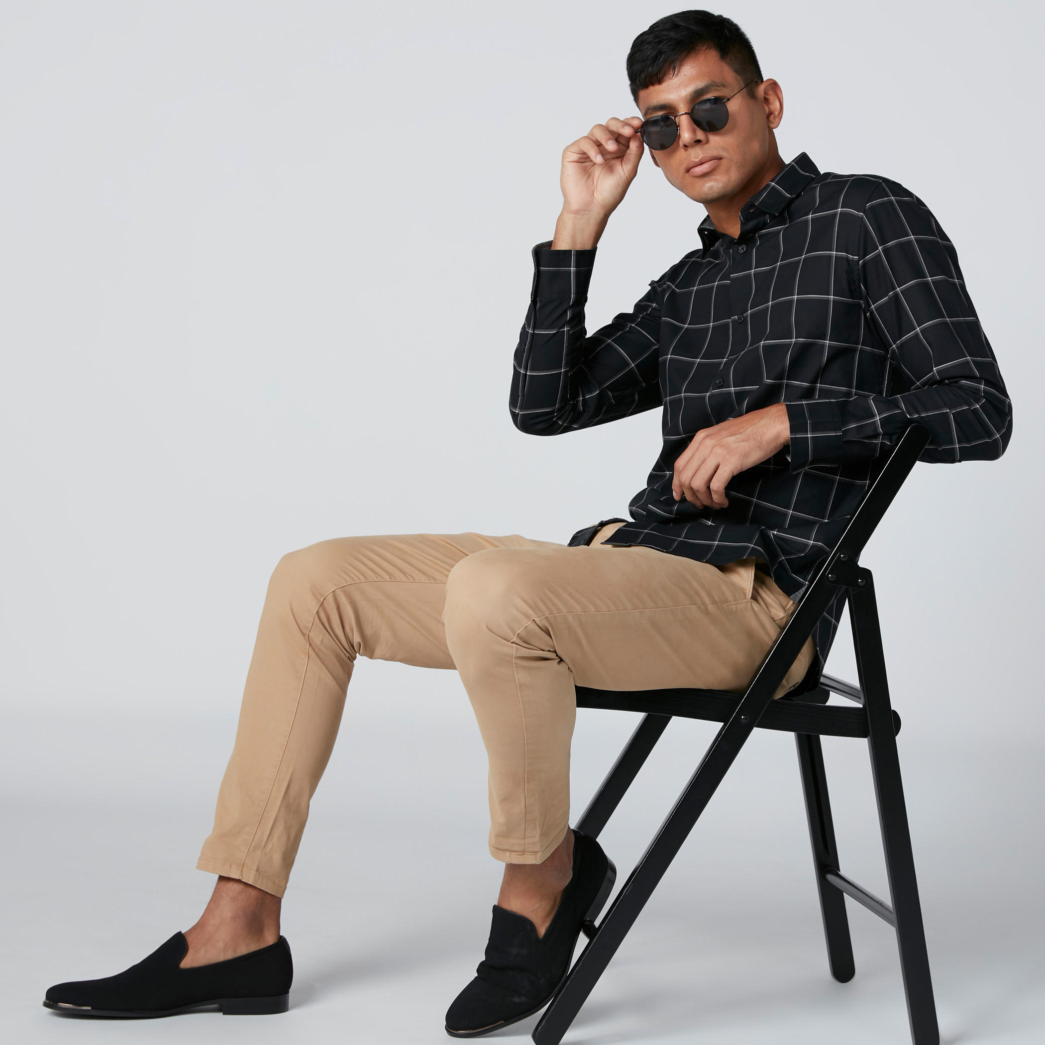 قميص سليم فيت كاروهات بأكمام طويلة-men-clothing-shirts-image-3