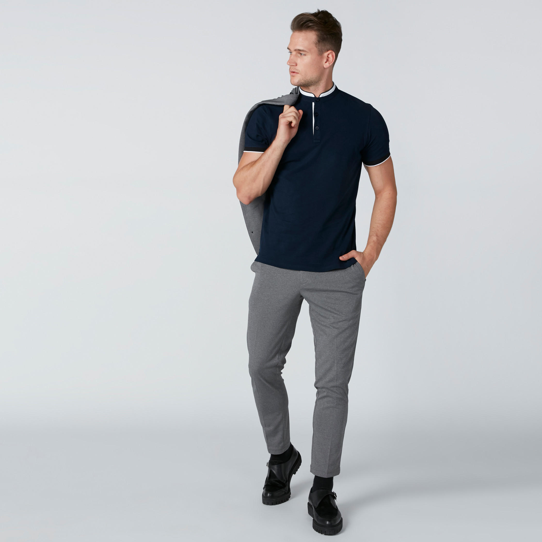 Embroidered T-Shirt with Henley Neck and Short Sleeves-men-clothing-tshirtsandpolos-tshirts-image-1