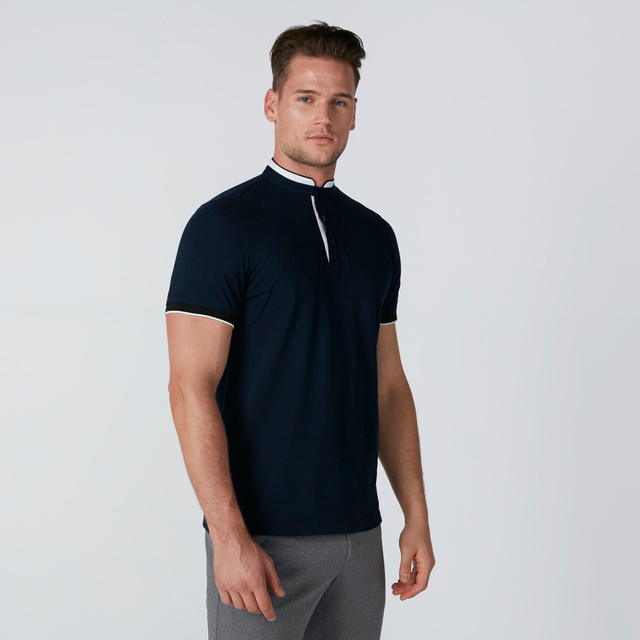 Embroidered T-Shirt with Henley Neck and Short Sleeves-men-clothing-tshirtsandpolos-tshirts-image-3