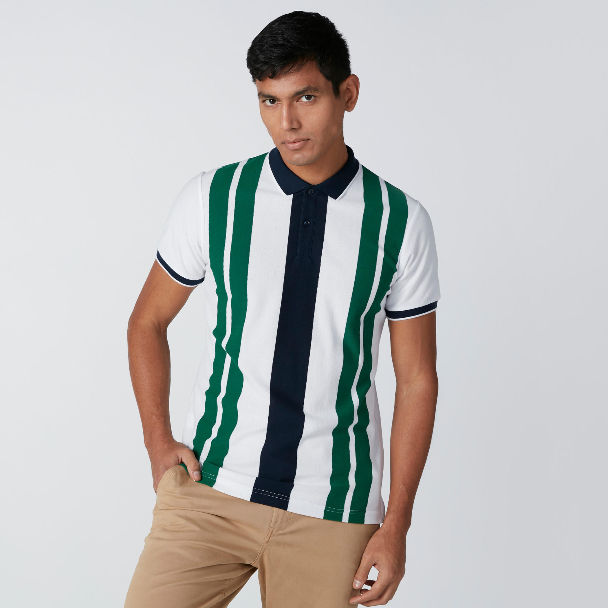 تيشيرت مقلّم بياقة بولو وأكمام قصيرة-men-clothing-tshirtsandpolos-polos-image-1
