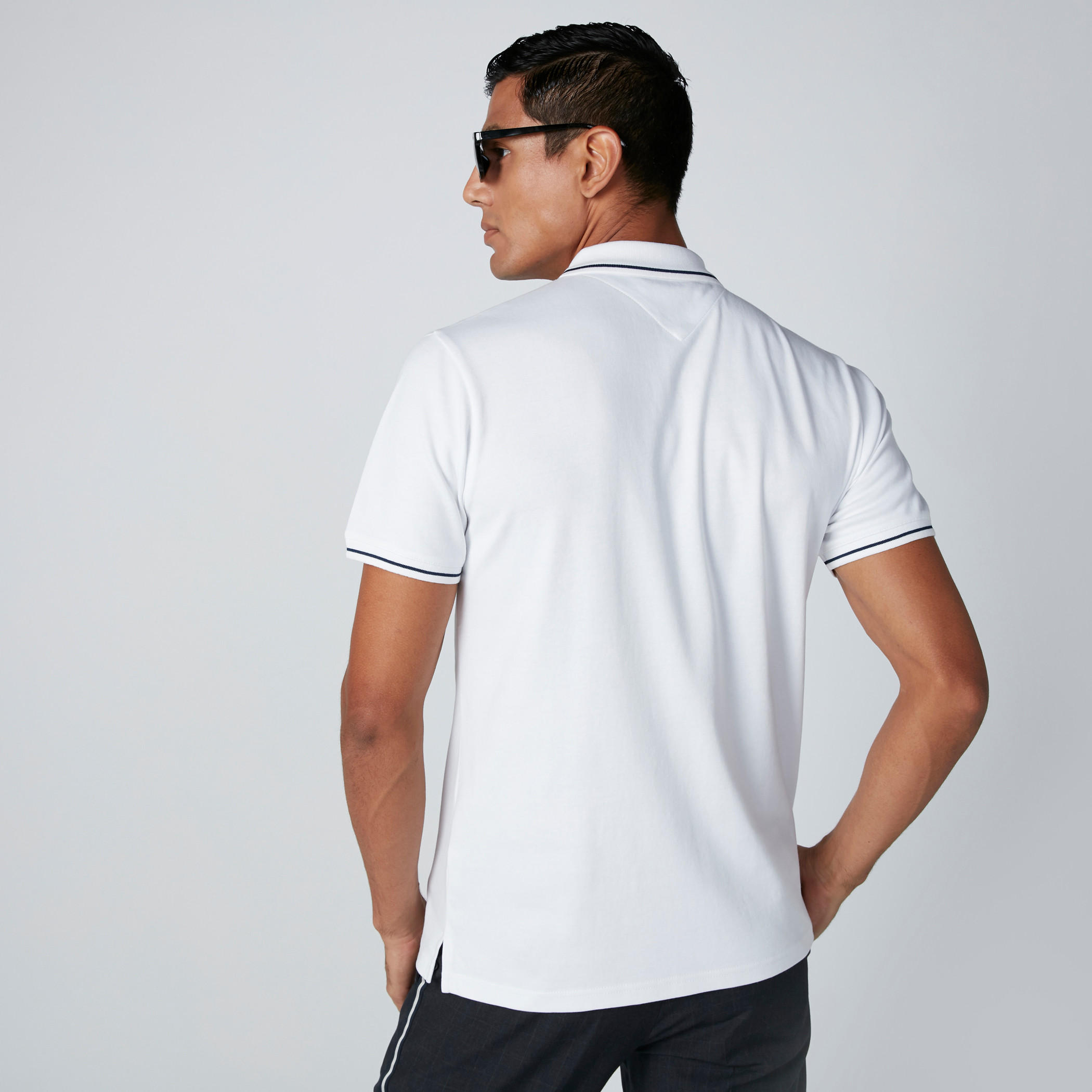 Cut and Sew Polo Neck T-Shirt with Short Sleeves and Tape Detail-men-clothing-tshirtsandpolos-polos-image-2