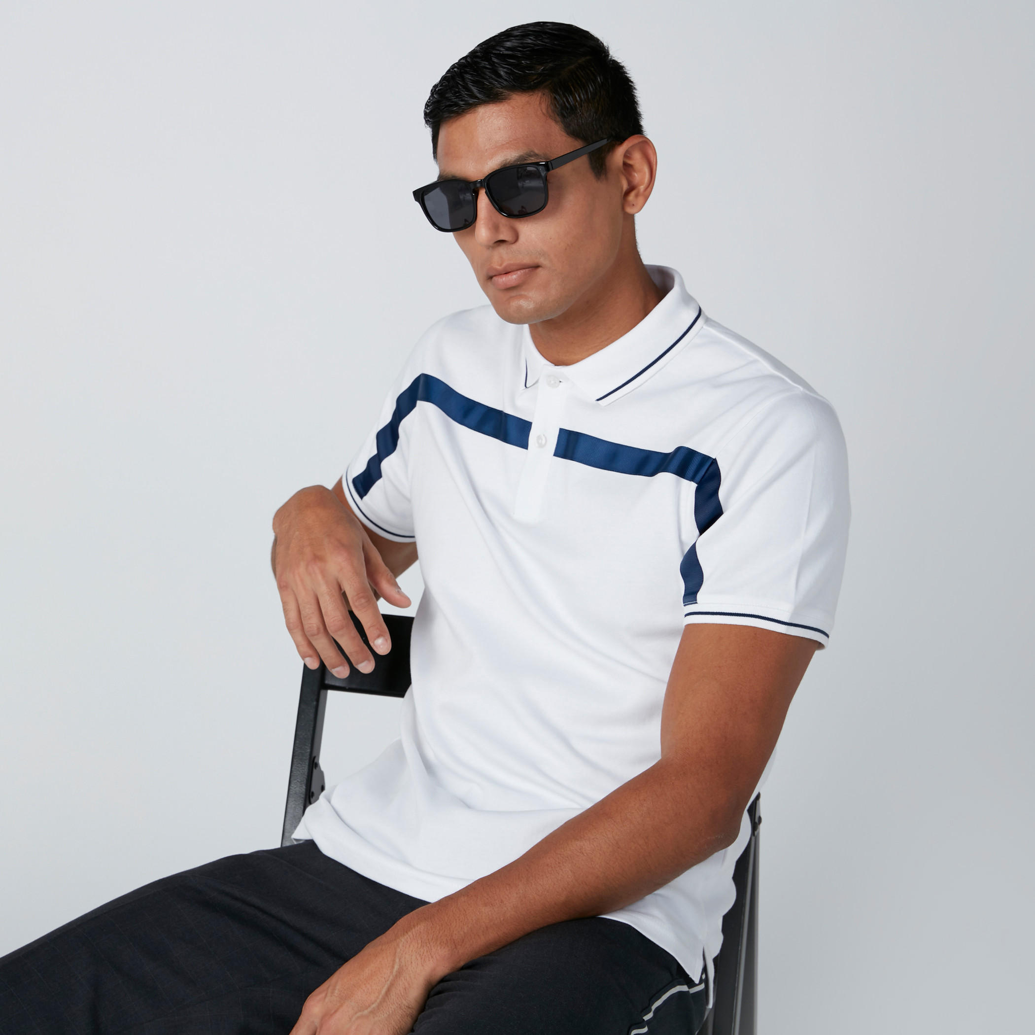 Cut and Sew Polo Neck T-Shirt with Short Sleeves and Tape Detail-men-clothing-tshirtsandpolos-polos-image-3