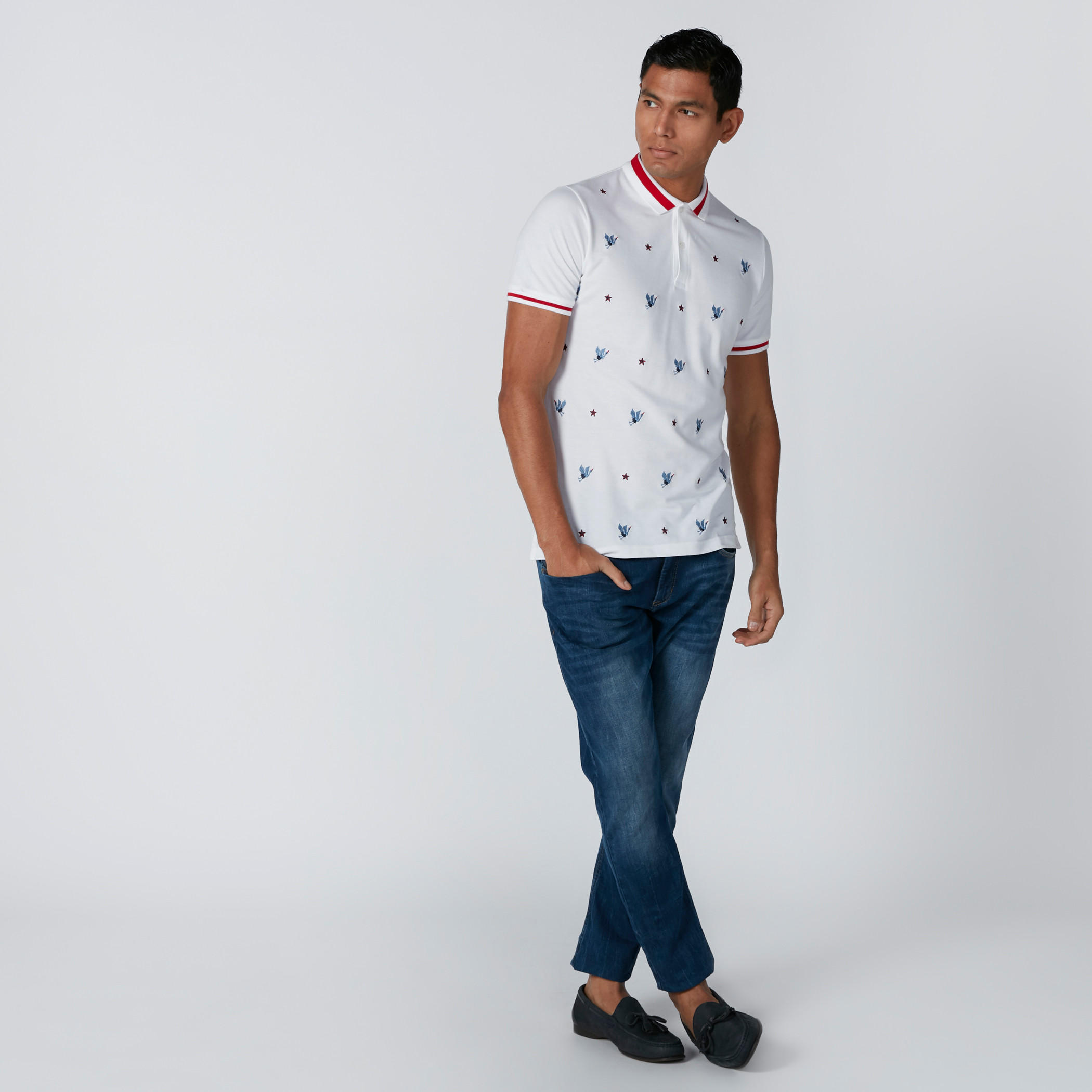 تيشيرت بياقة بولو وأكمام قصيرة وتطريز طائر-men-clothing-tshirtsandpolos-polos-image-3