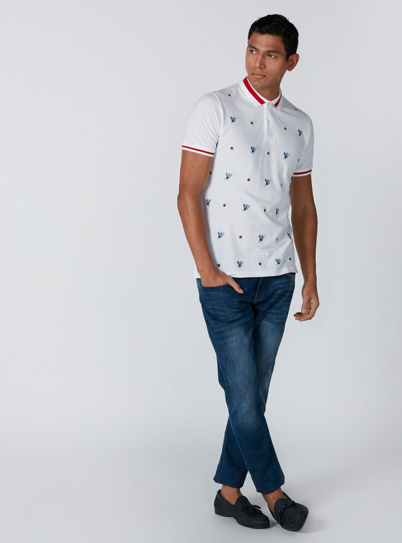 تيشيرت بياقة بولو وأكمام قصيرة وتطريز طائر-men-clothing-tshirtsandpolos-polos-image-3