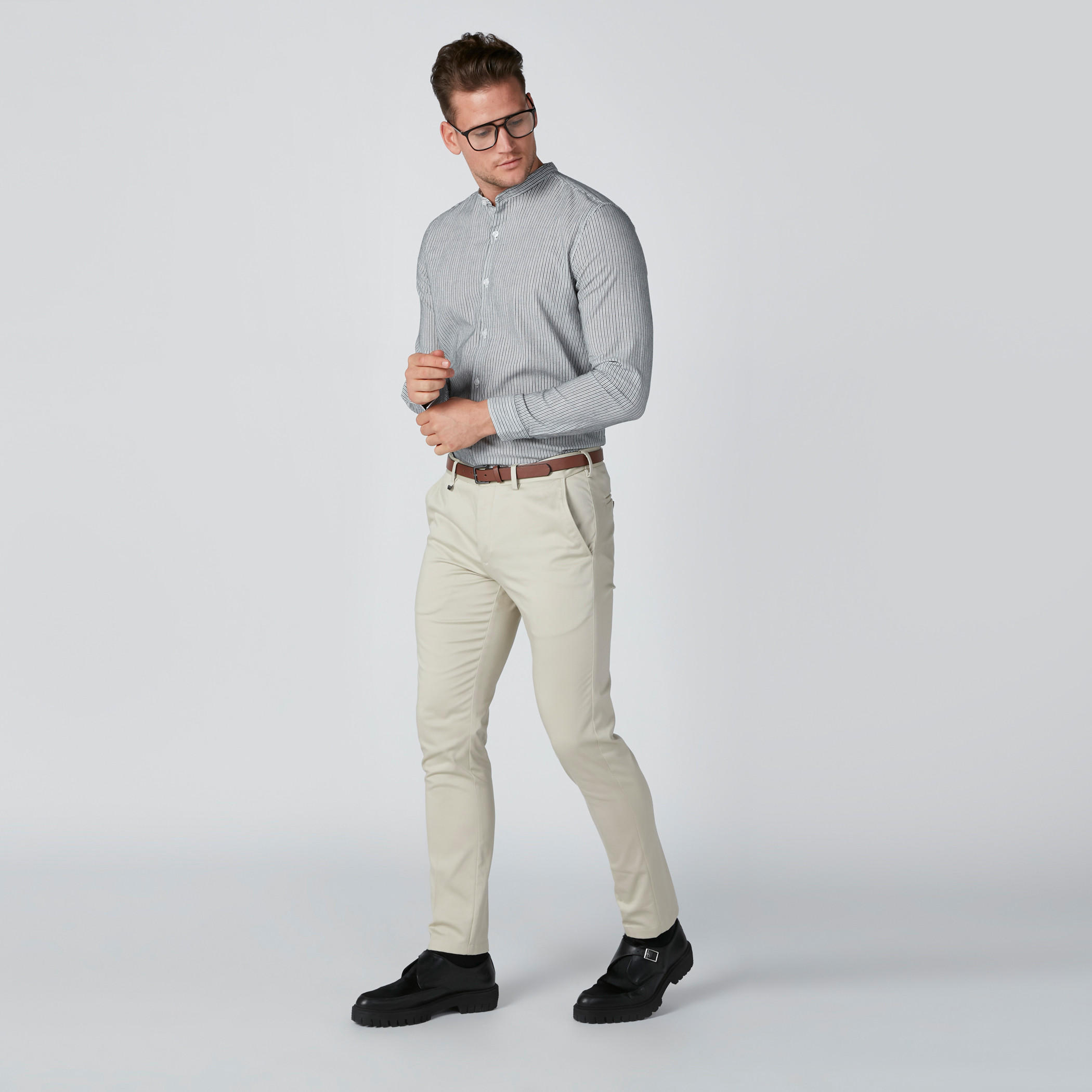 Striped Shirt with Long Sleeves and Complete Placket-men-clothing-shirts-image-1