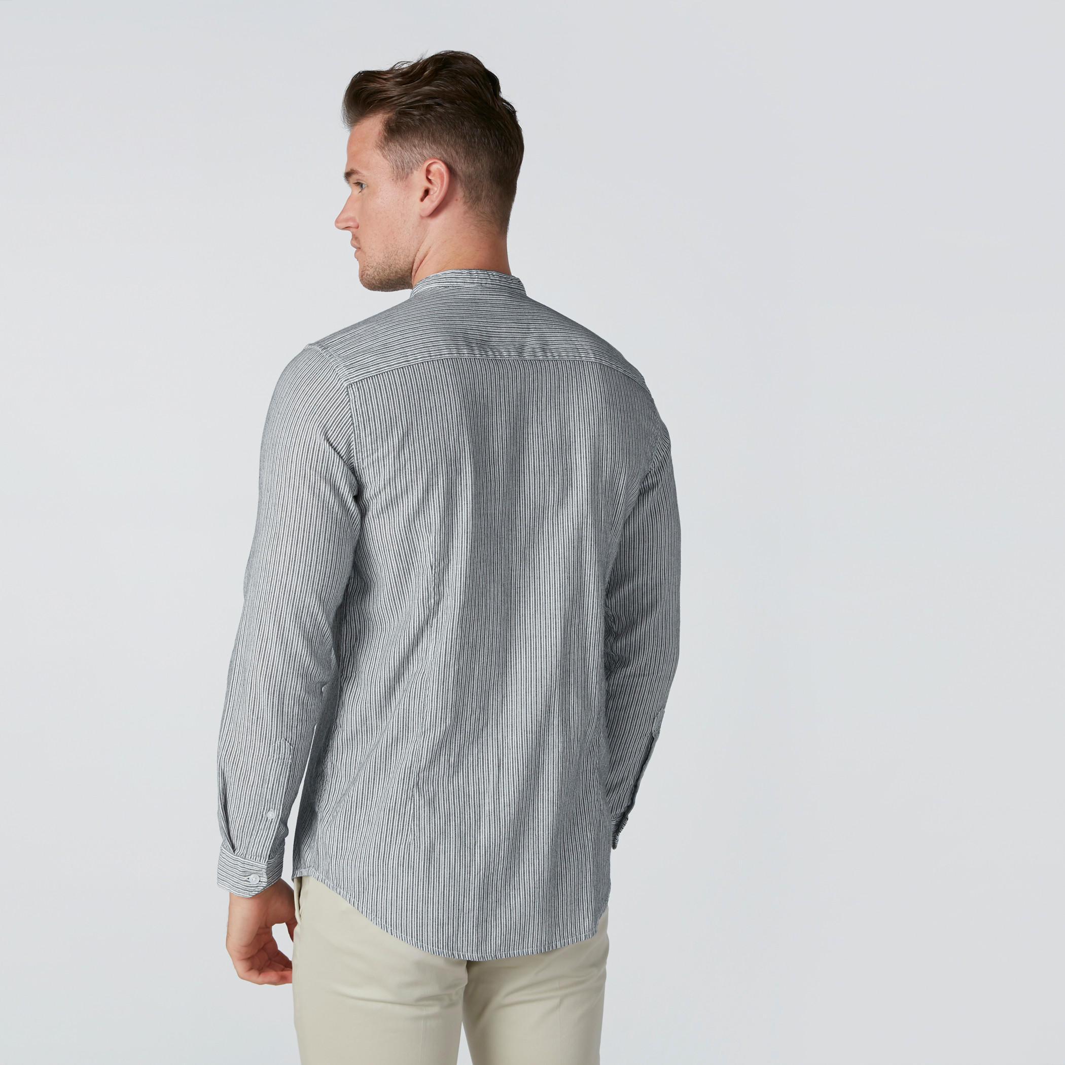 Striped Shirt with Long Sleeves and Complete Placket-men-clothing-shirts-image-2